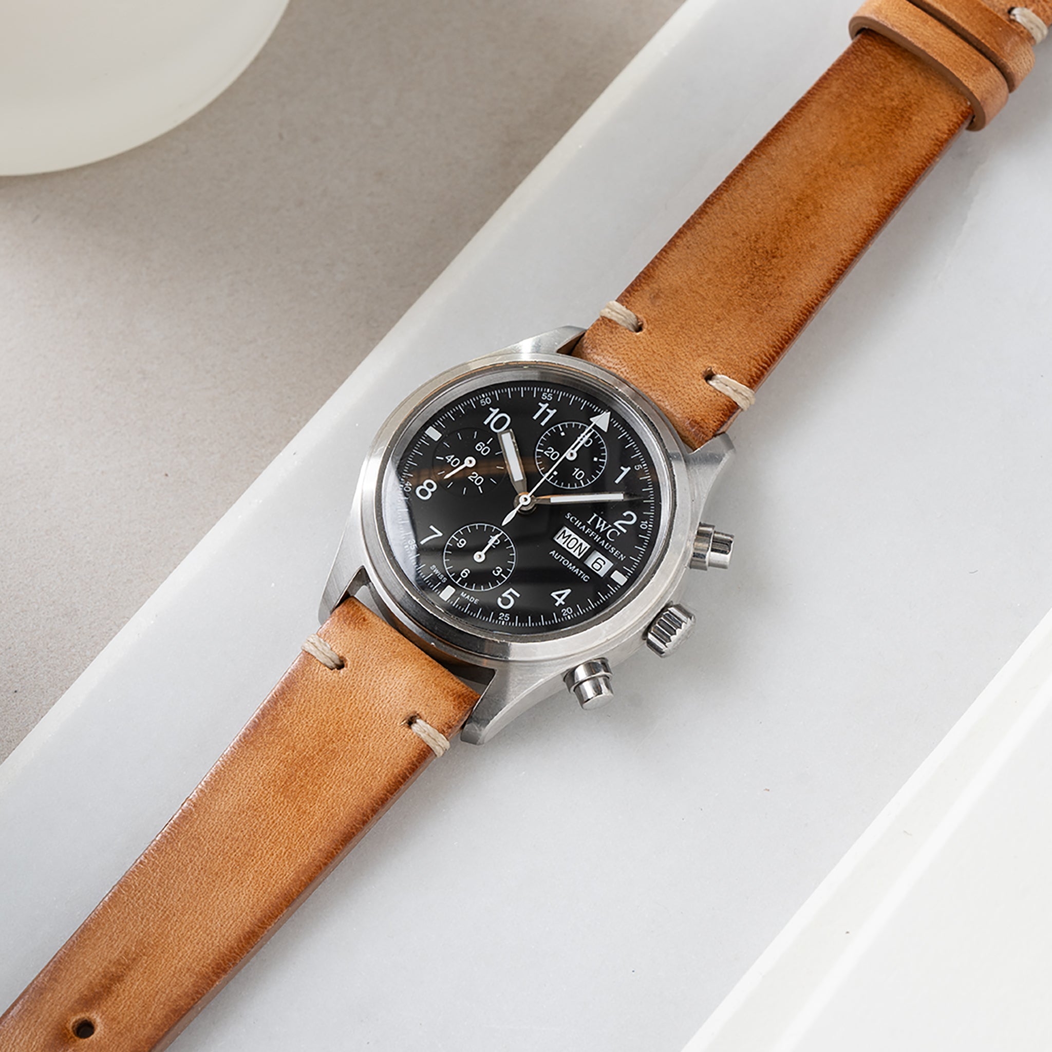 Horlogeband voor IWC Flieger Chronograph - Caramel Brown Leather (20mm)