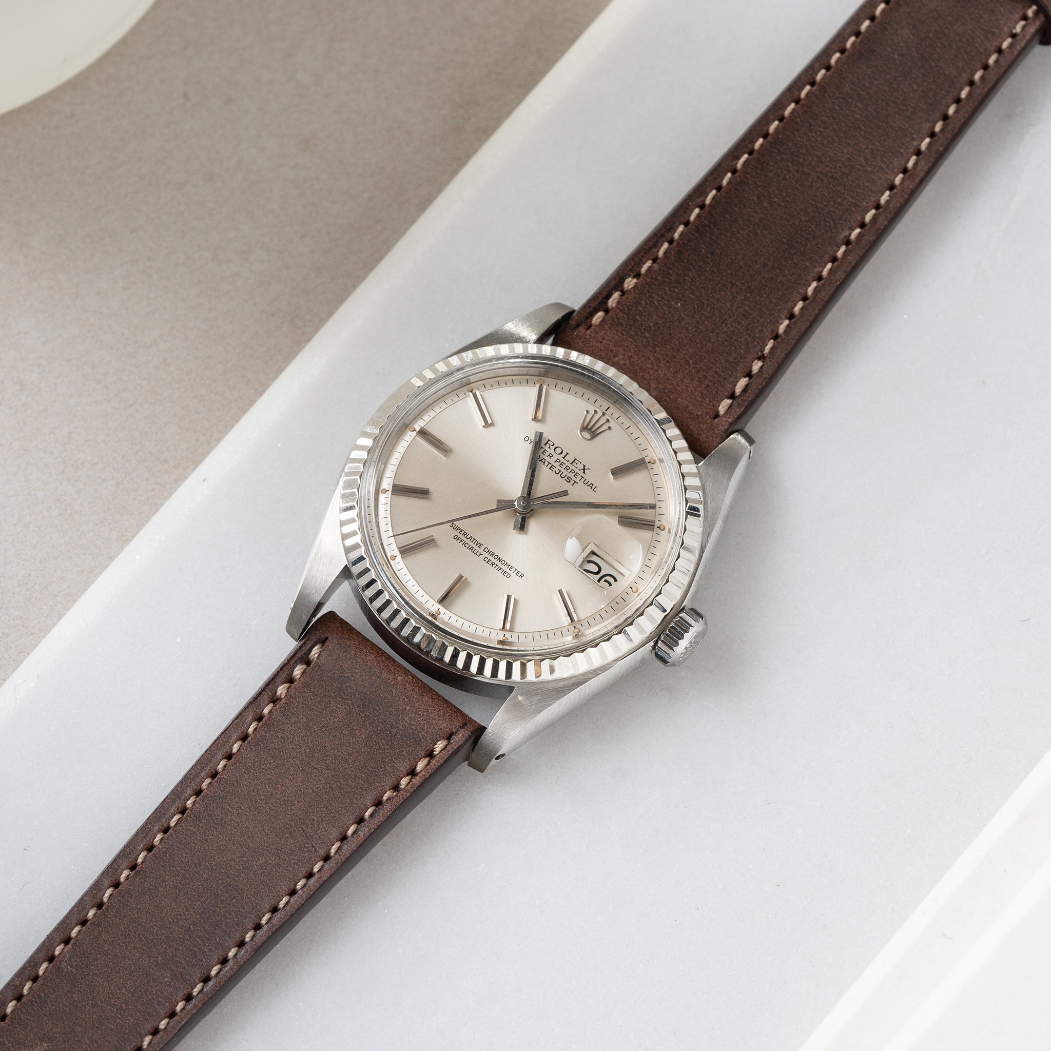 Horlogeband voor Rolex Datejust 1601 1603 16014 16030 - Dry Soil Brown Leather