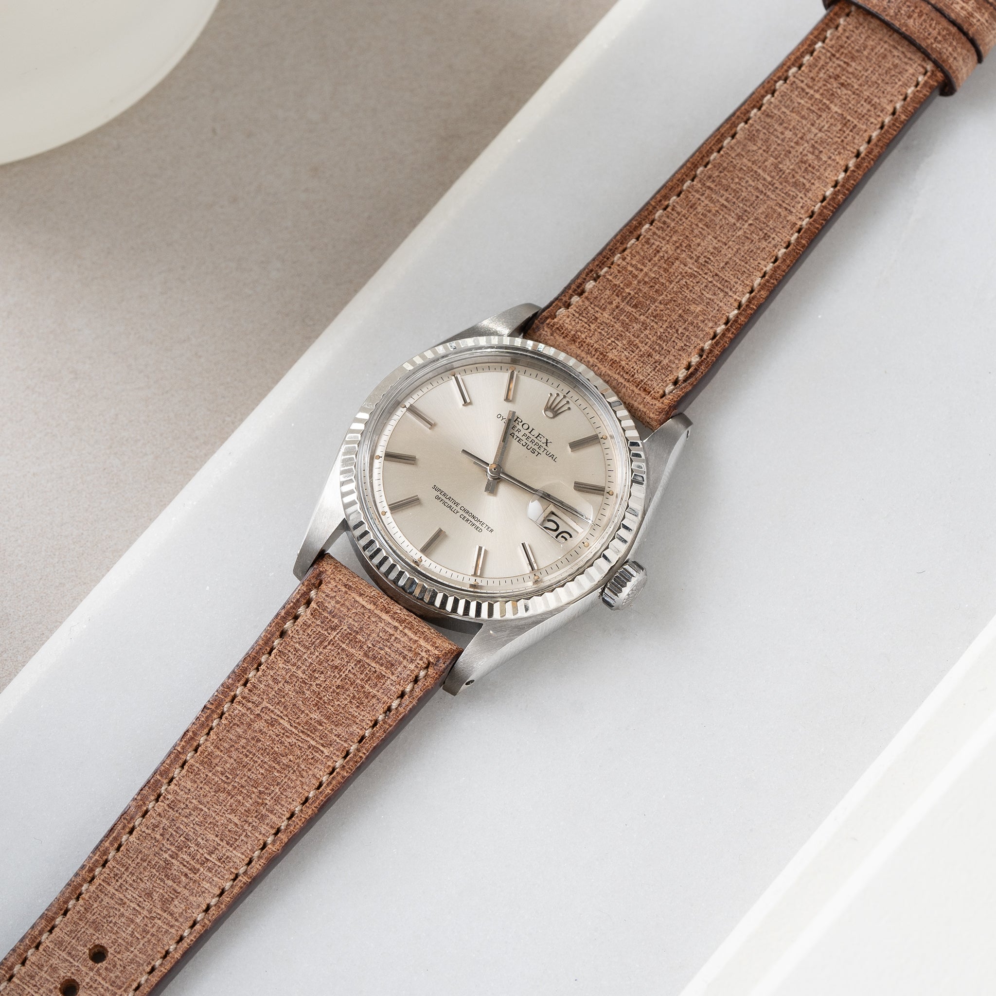 Horlogeband voor Rolex Datejust 1601 1603 16014 16030 - Elegant Brown Linen Leather