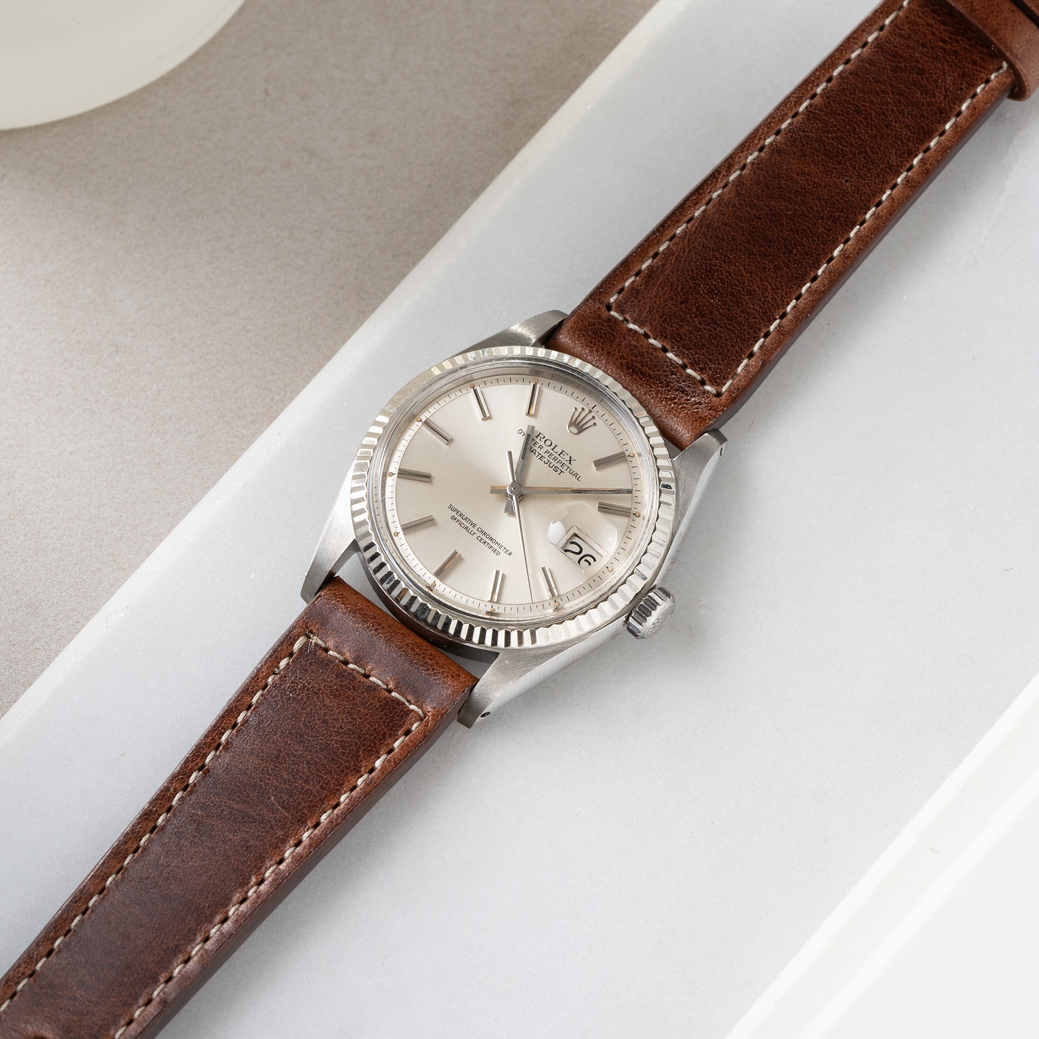 Horlogeband voor Rolex Datejust 1601 - Siena Brown Boxed Stitch Leather