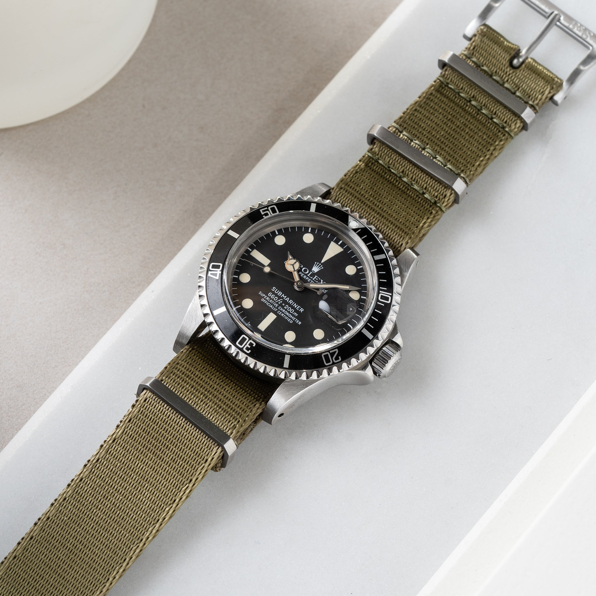 Horlogeband voor Rolex Submariner 5513 & 1680 - Single Pass Olive Green