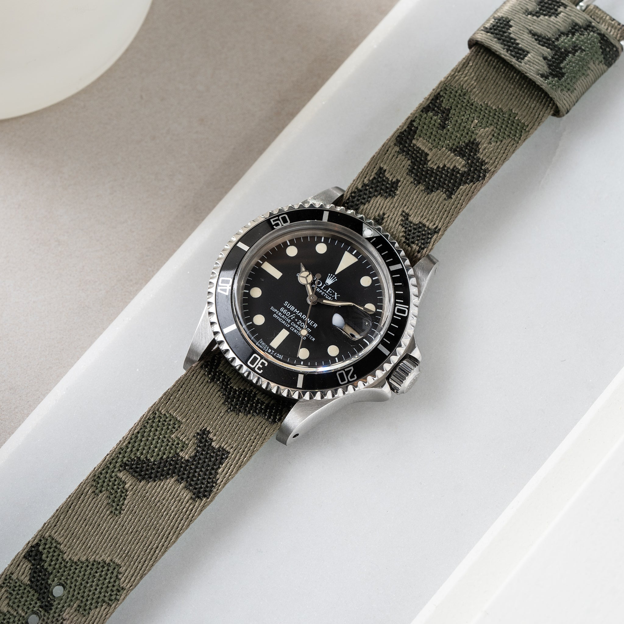 Horlogeband voor Rolex Submariner 5513 & 1680 - Single Pass Forest Camo Jacquard