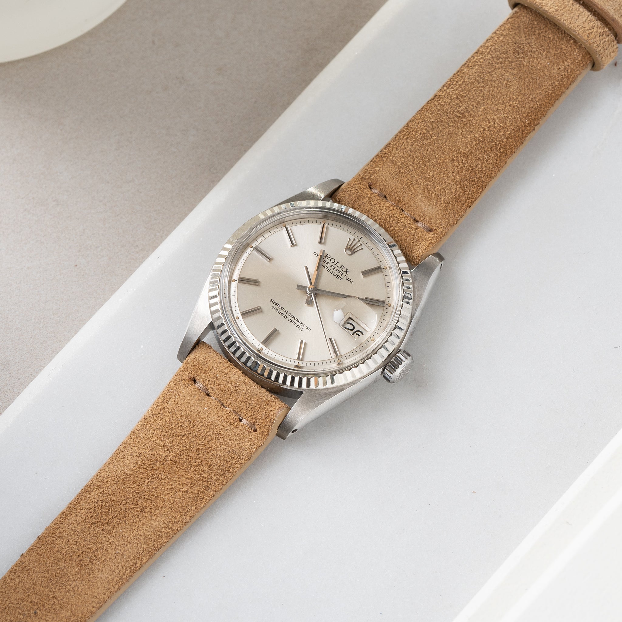 Horlogeband voor Rolex Datejust 1601 - Camel Brown Silky Suede Leather