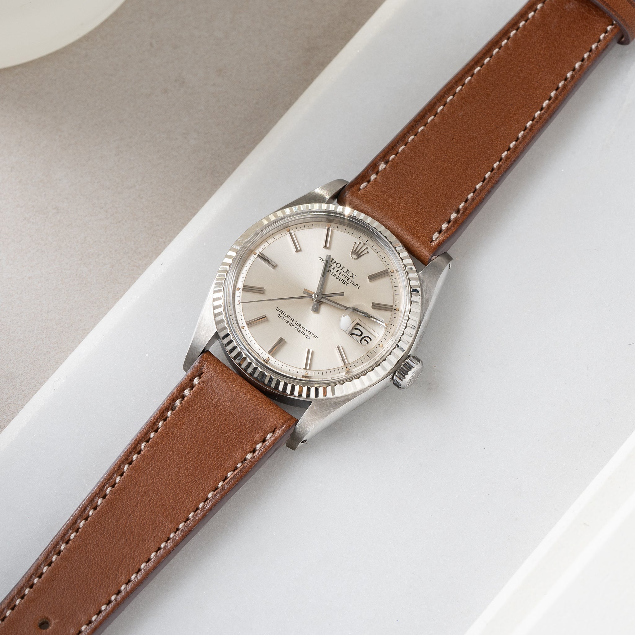 Horlogeband voor Rolex Datejust 1601 - Luxury Cognac Brown Leather