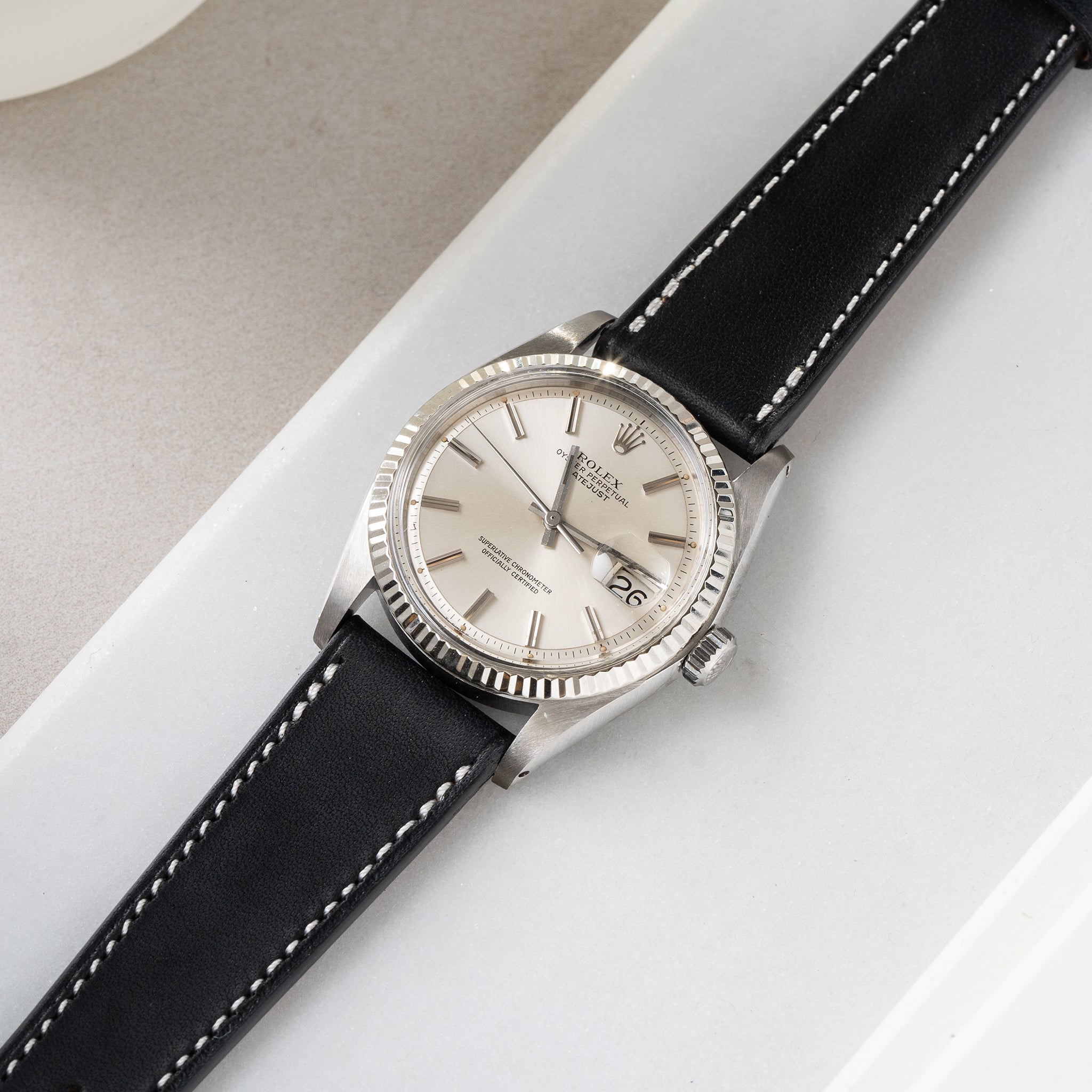 Horlogeband voor Rolex Datejust 1601 1603 16014 16030 - Chevalin Black Leather