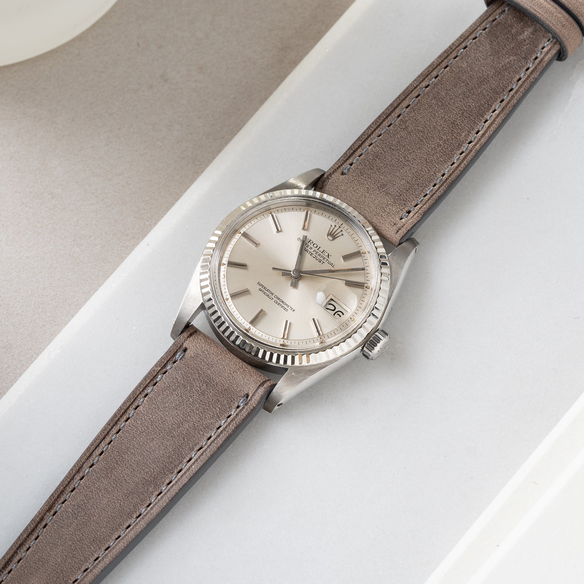 Horlogeband voor Rolex Datejust 1601 1603 16014 16030 - Dream Wash Taupe Leather