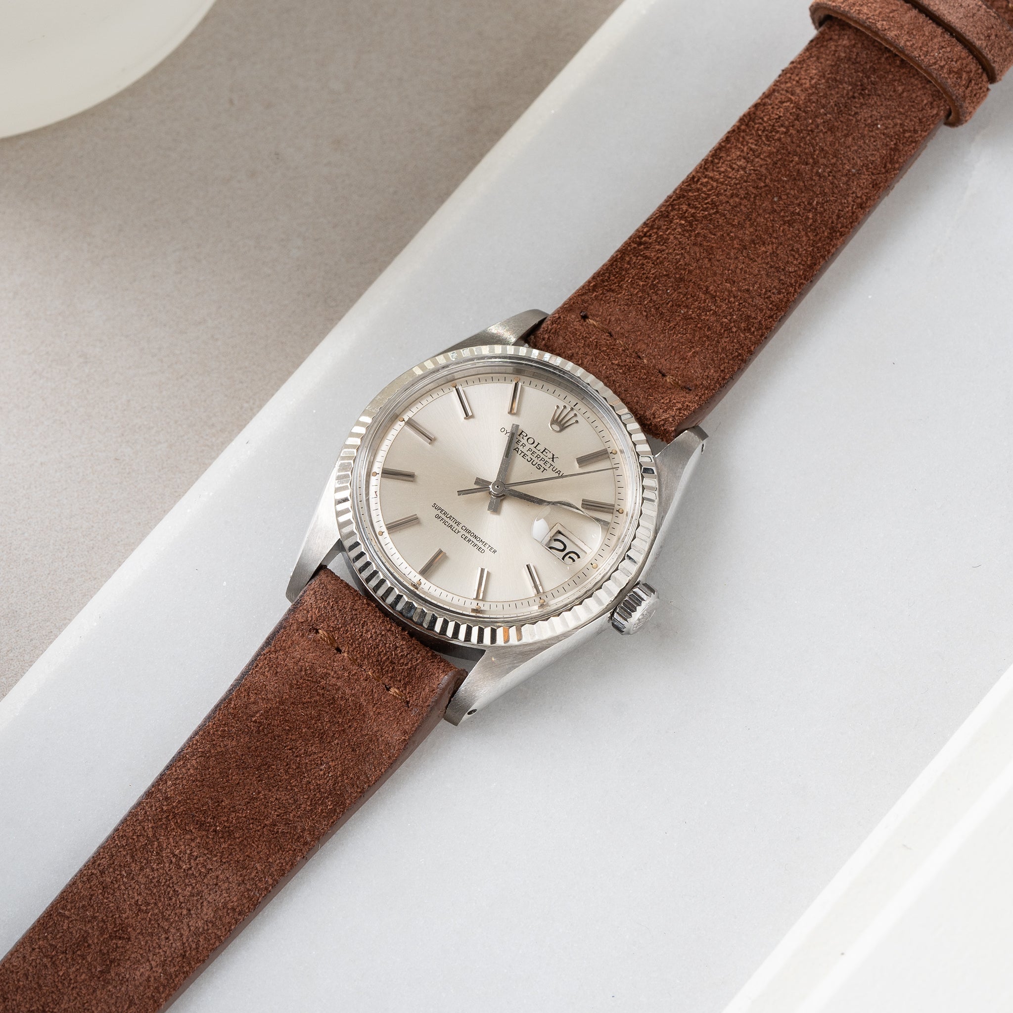 Horlogeband voor Rolex Datejust 1601 1603 16014 16030 - Cognac Brown Silky Suede