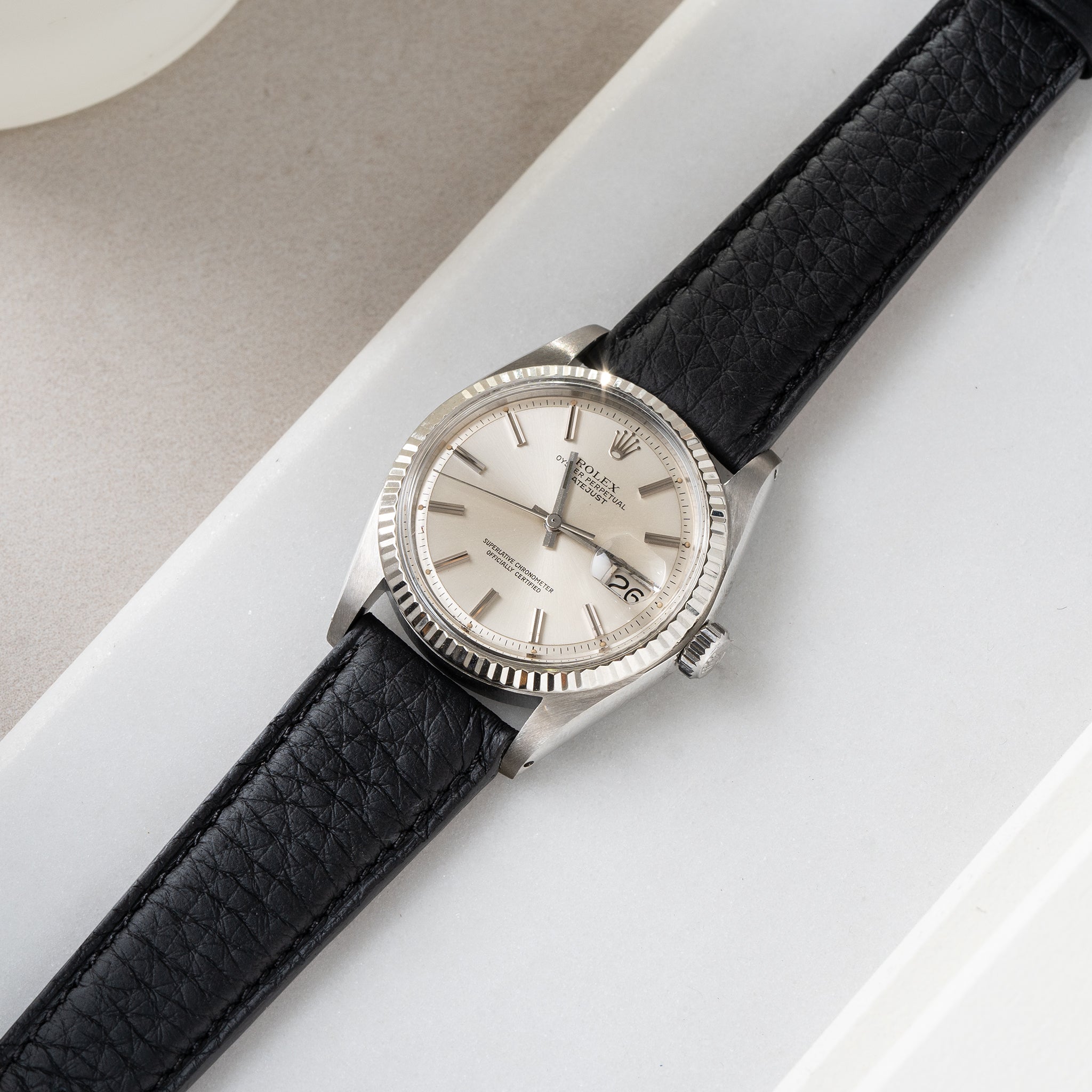 Horlogeband voor Rolex Datejust 1601 1603 16014 16030 - Taurillon Black Leather