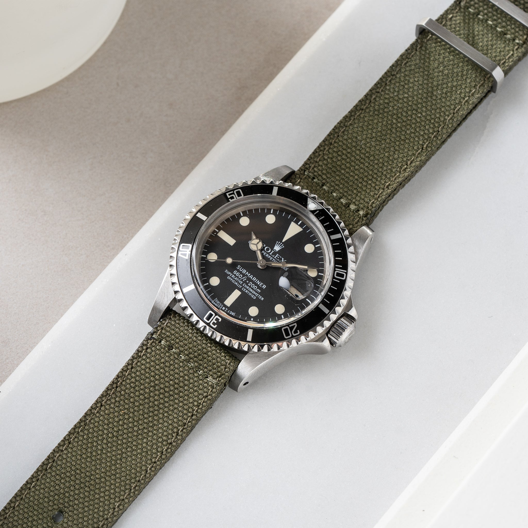Horlogeband voor Rolex Submariner 5513 & 1680 - Olive Canvas