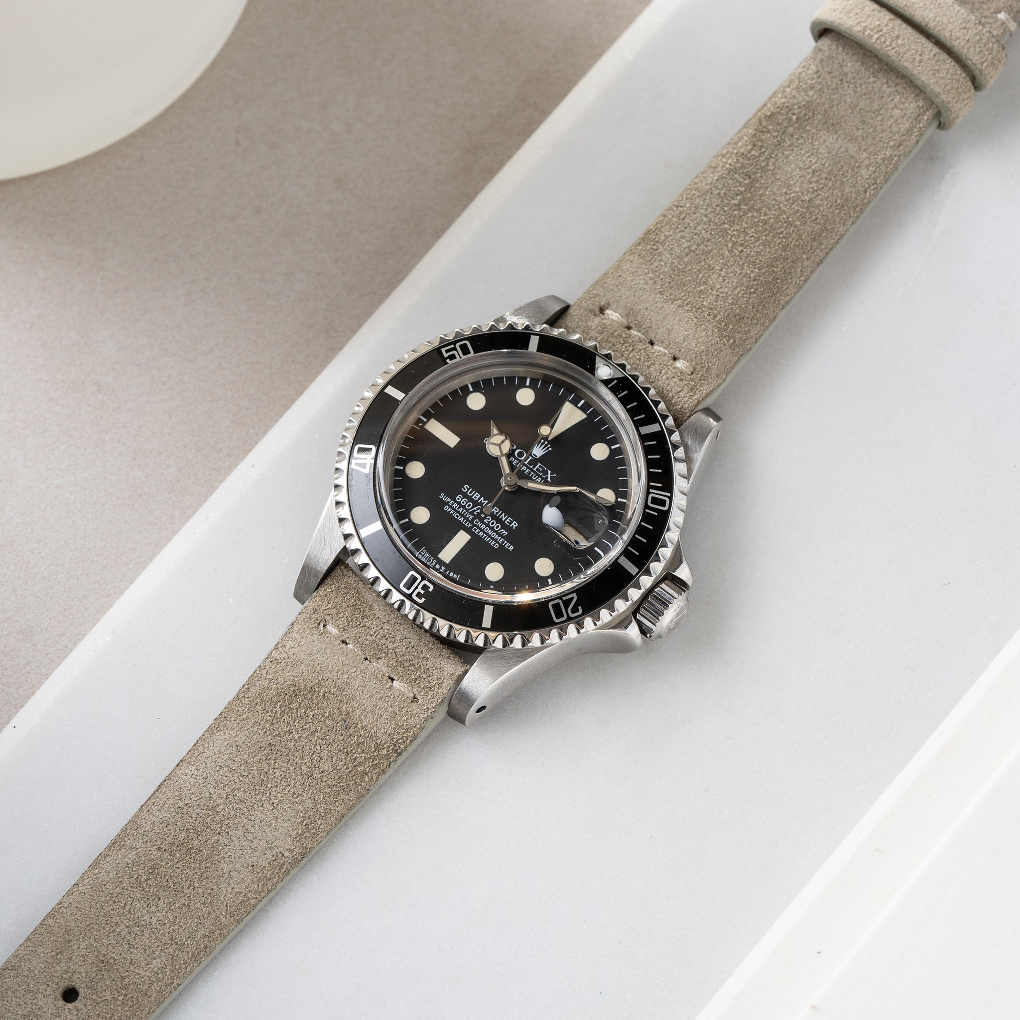 Horlogeband voor Rolex Submariner 5513 & 1680 - Grey Silky Suede