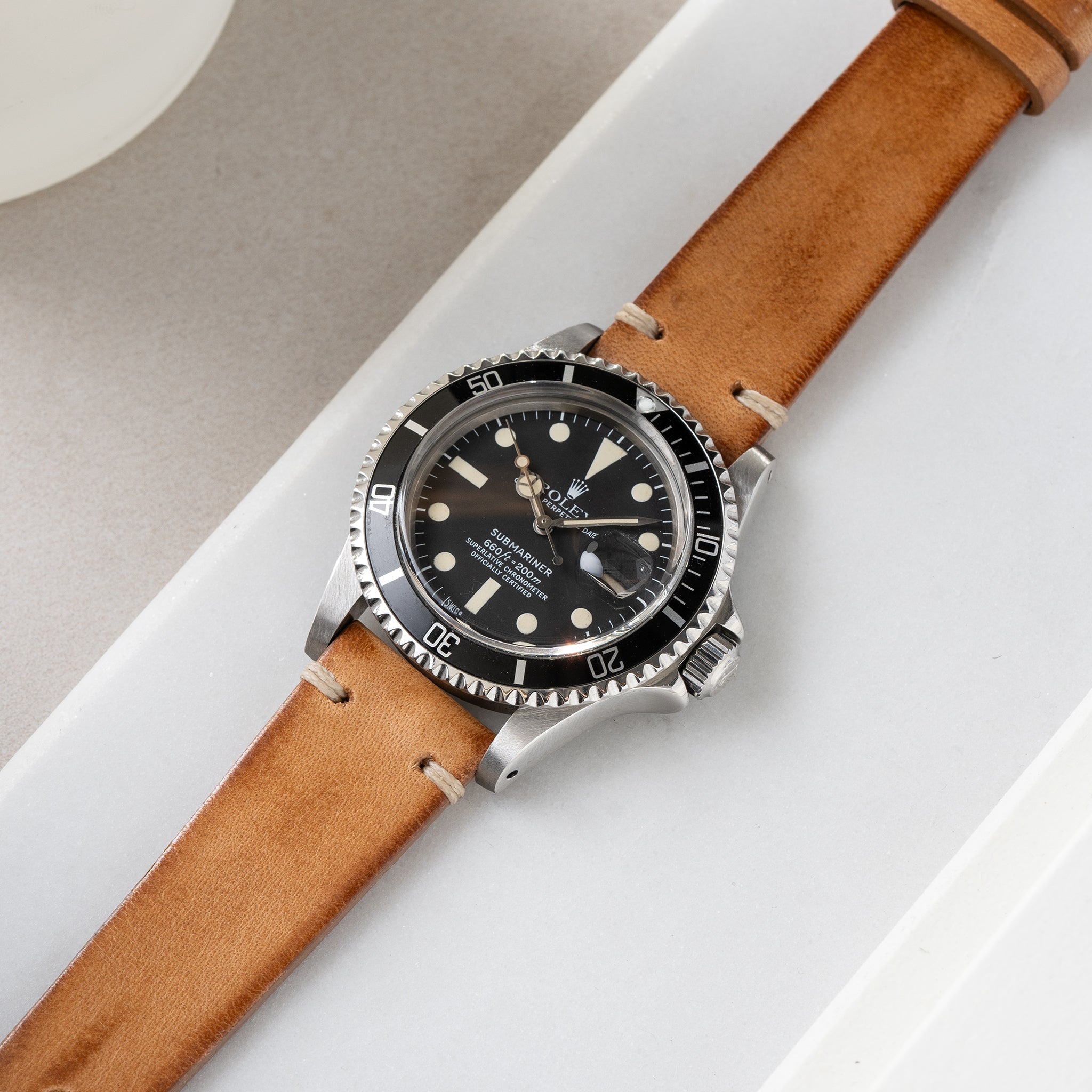 Horlogeband voor Rolex Submariner 5513 & 1680 - Caramel Brown Leather