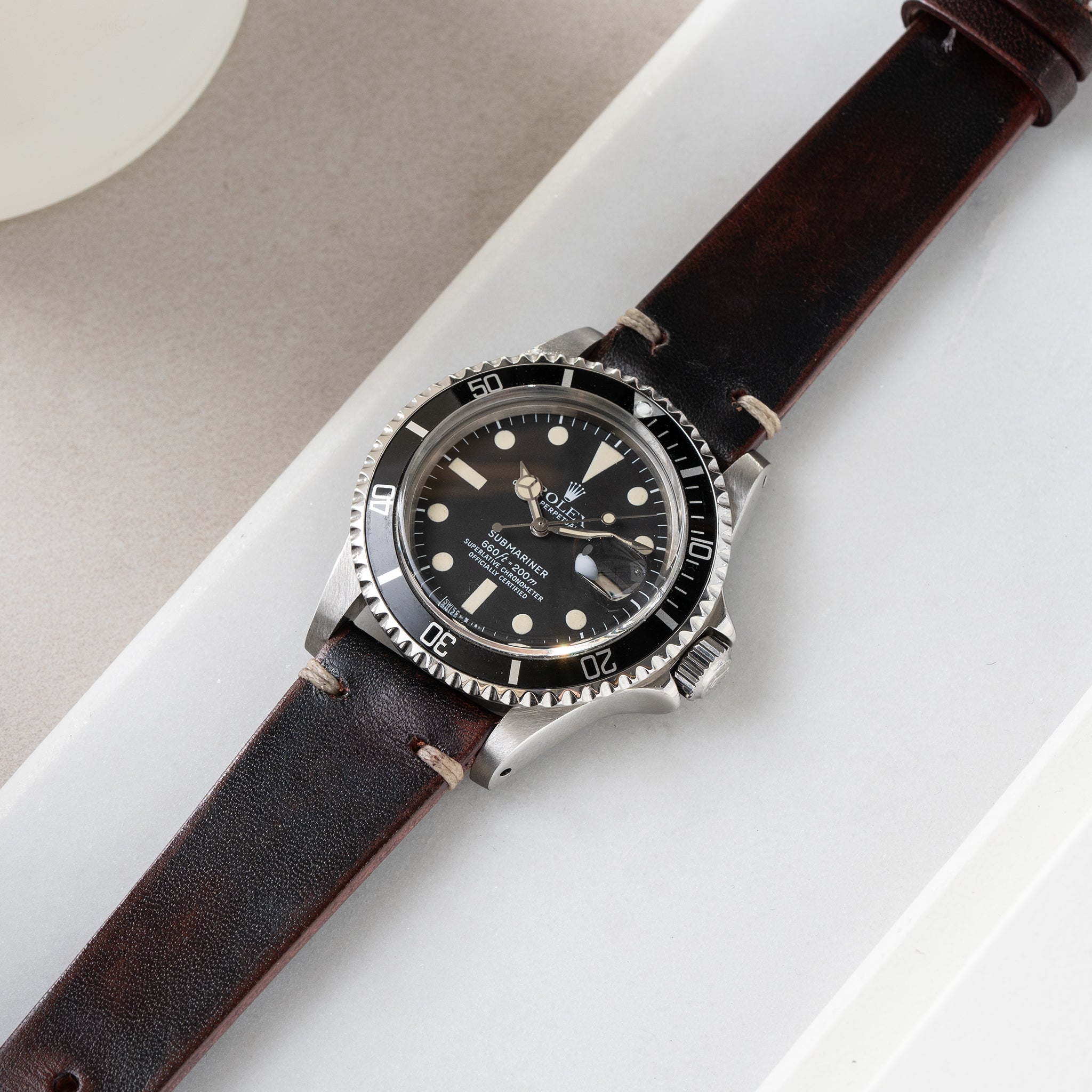Horlogeband voor Rolex Submariner 5513 & 1680 - Diablo Black Leather
