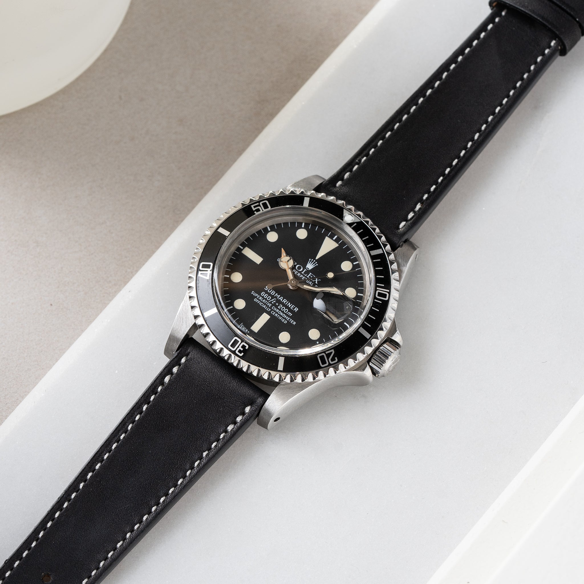 Horlogeband voor Rolex Submariner 5513 & 1680 - Chevalin Black Leather