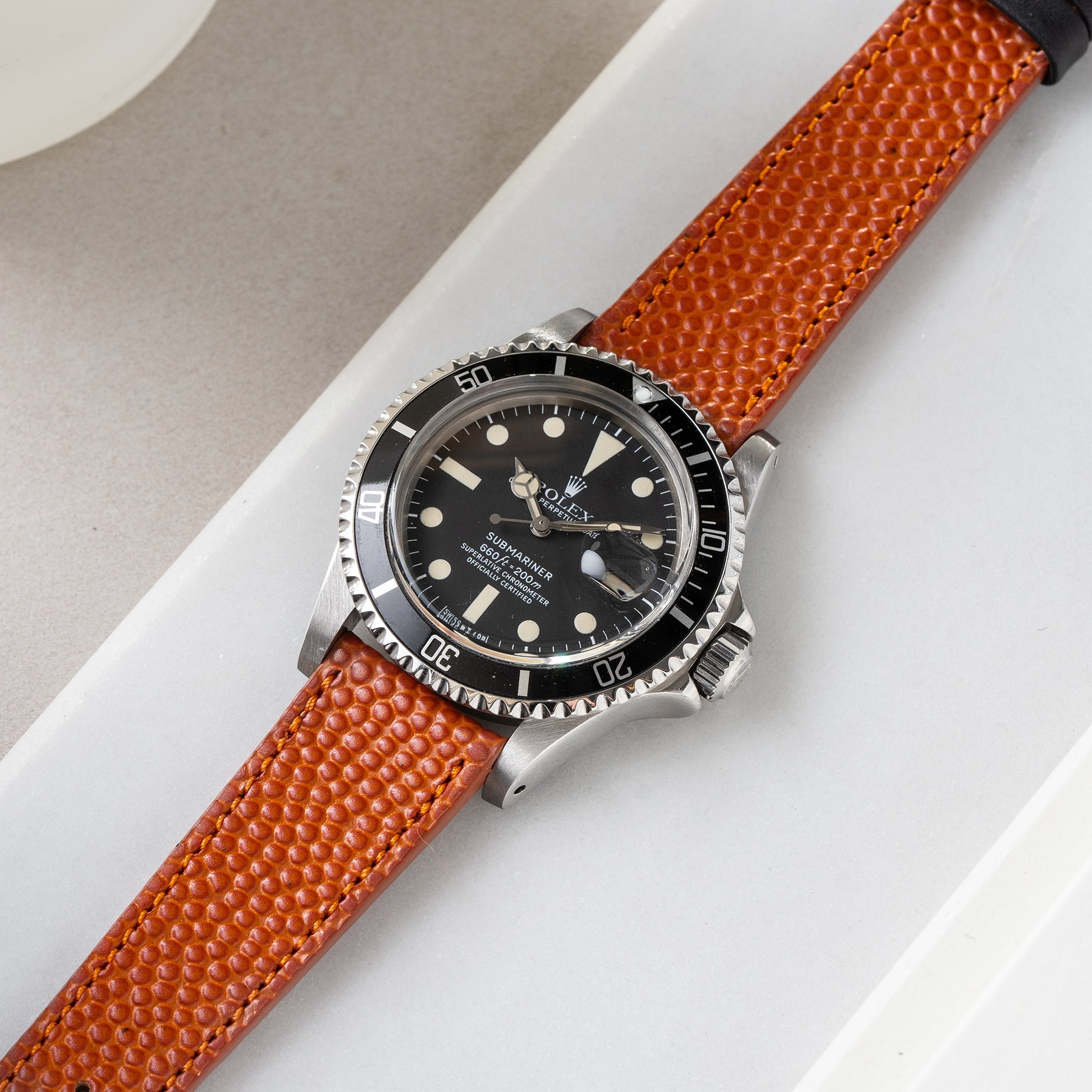 Horlogeband voor Rolex Submariner 5513 & 1680 - The Basketball Horween Leather