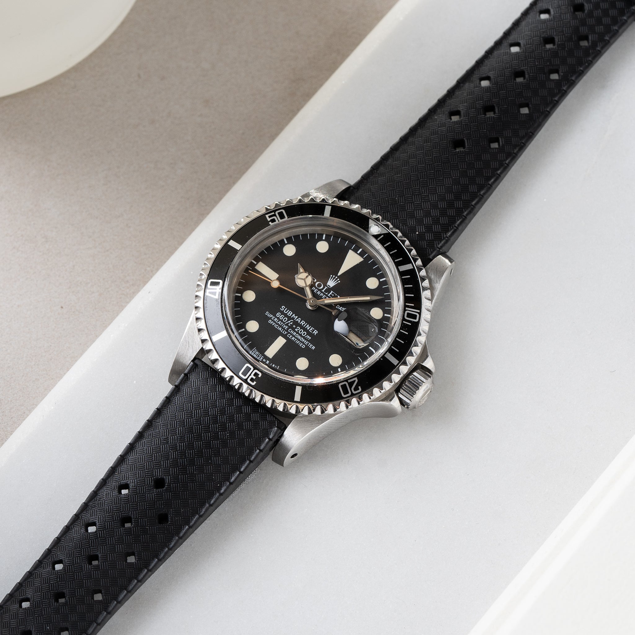 Horlogeband voor Rolex Submariner 5513 & 1680 - Nautic Basket Weave Black Rubber