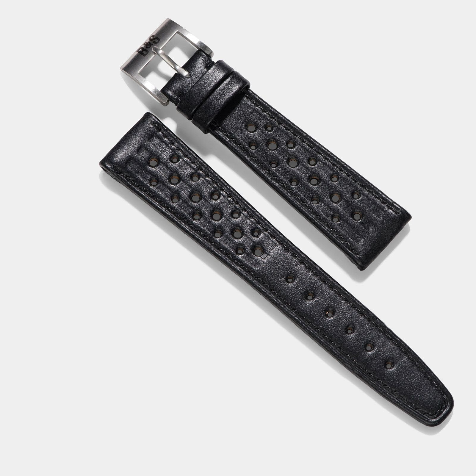 Racing Zwart Speedy Leren Horlogeband