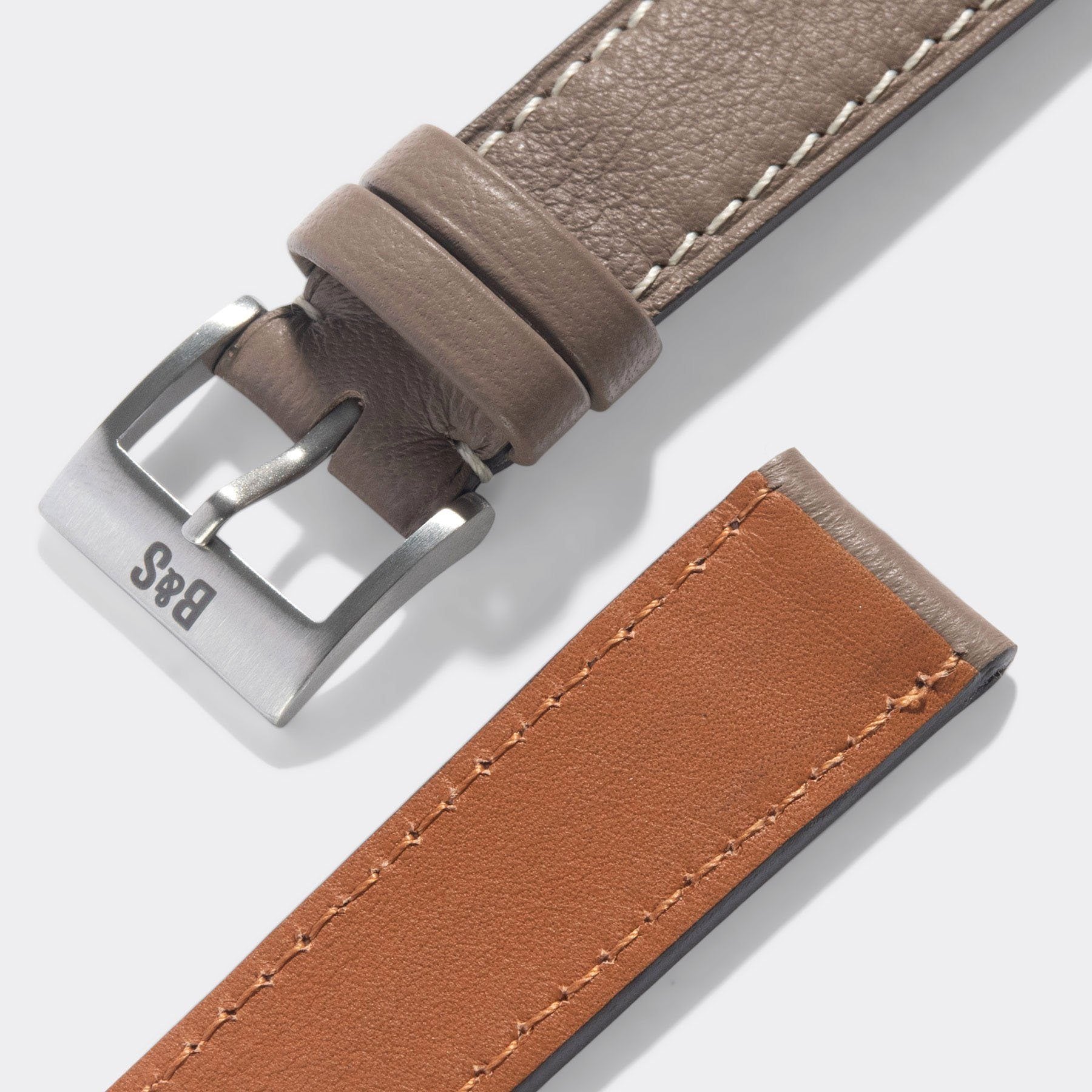 Taupe Grey Leren Horlogeband