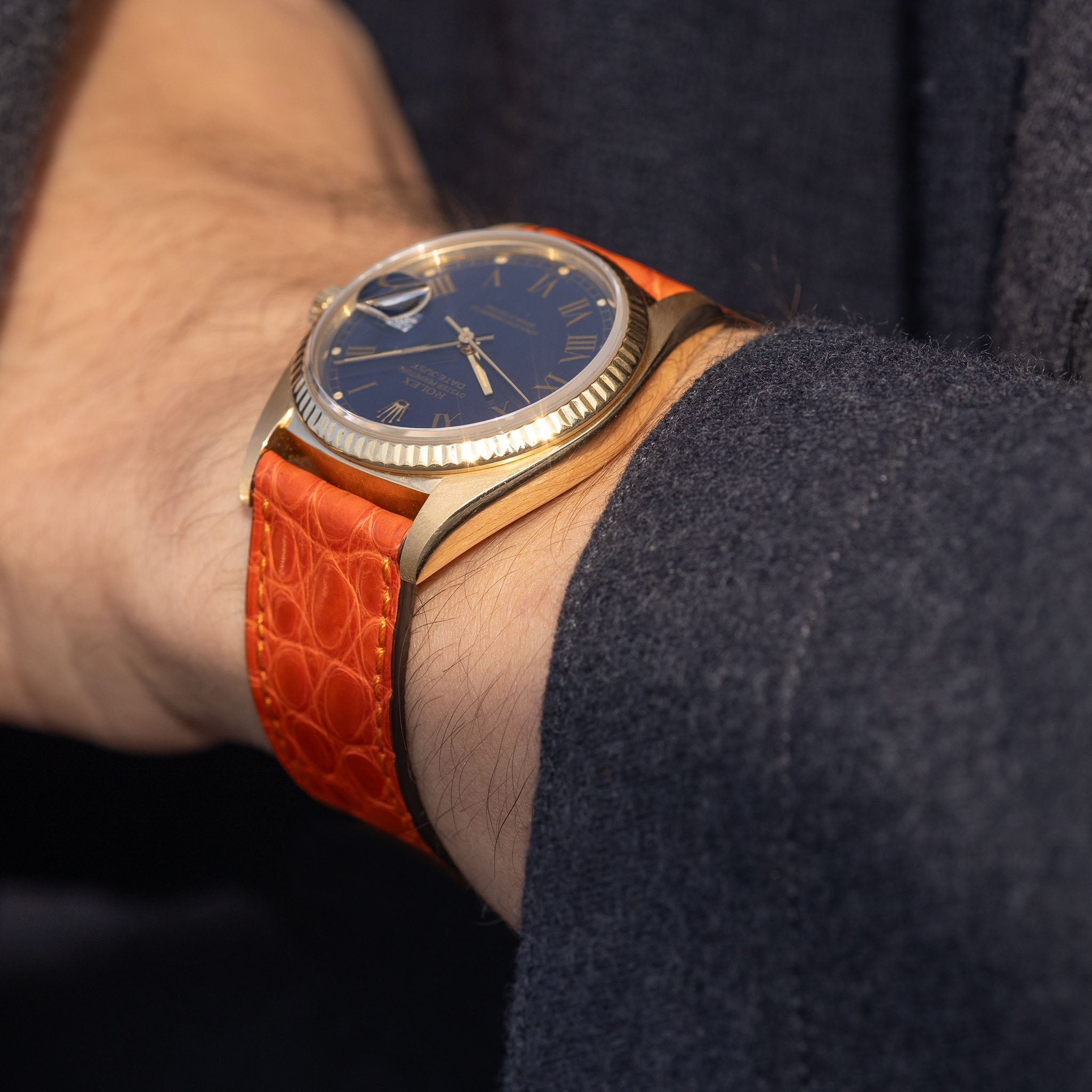Brilliant Orange Alligator Leren Horlogeband