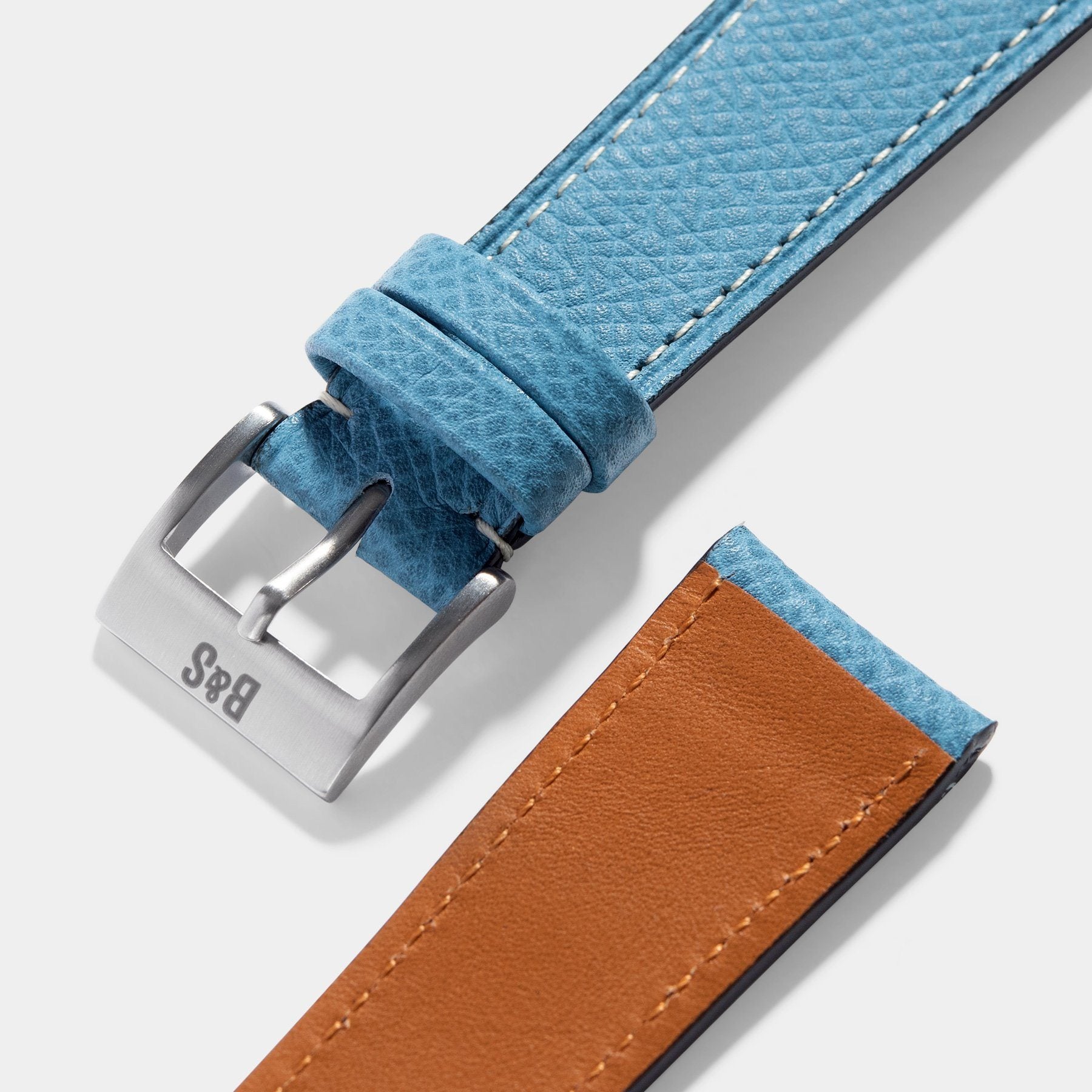 Sellier Ciel Blue Leren Horlogeband