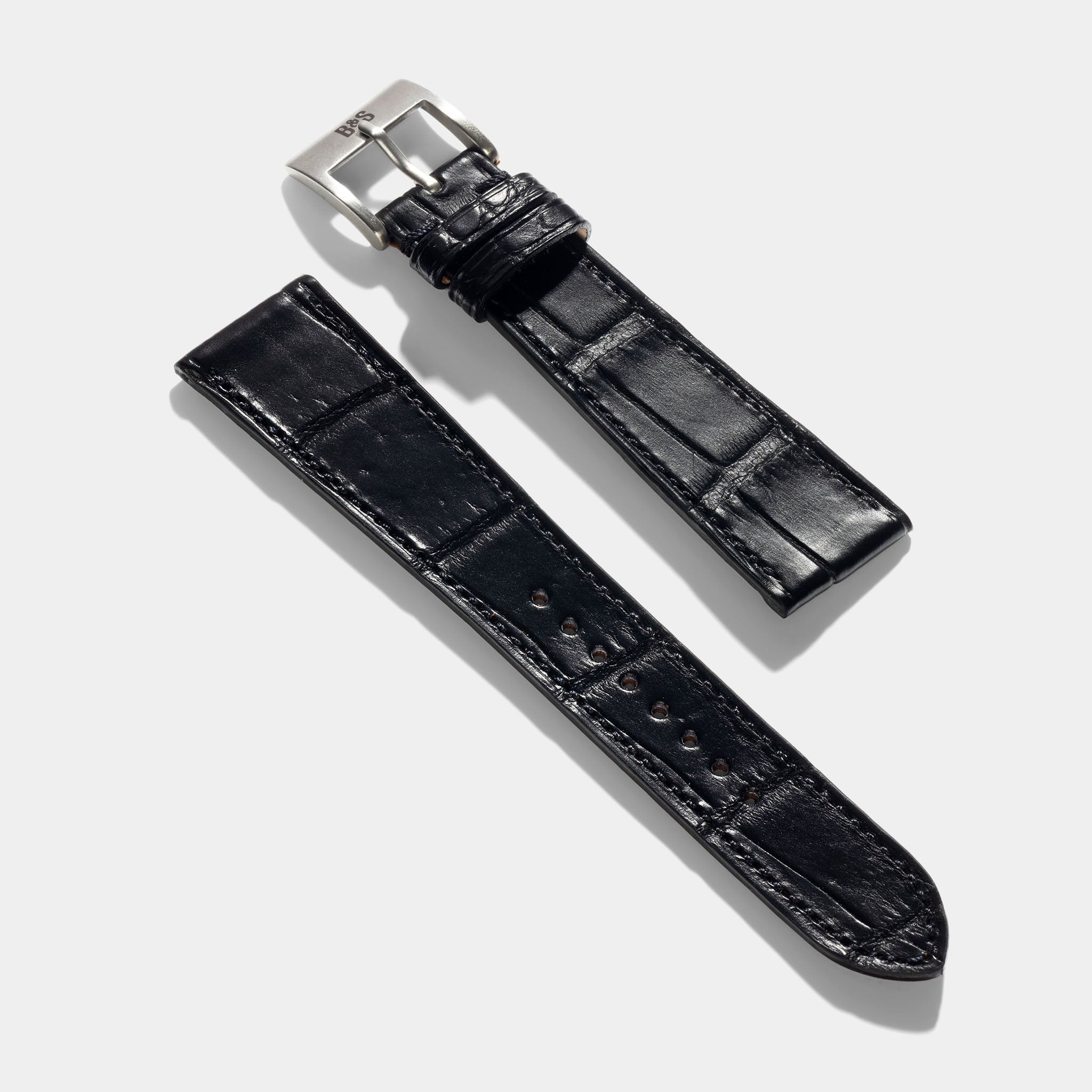 Premium Alligator Fullcut Black Watch Strap