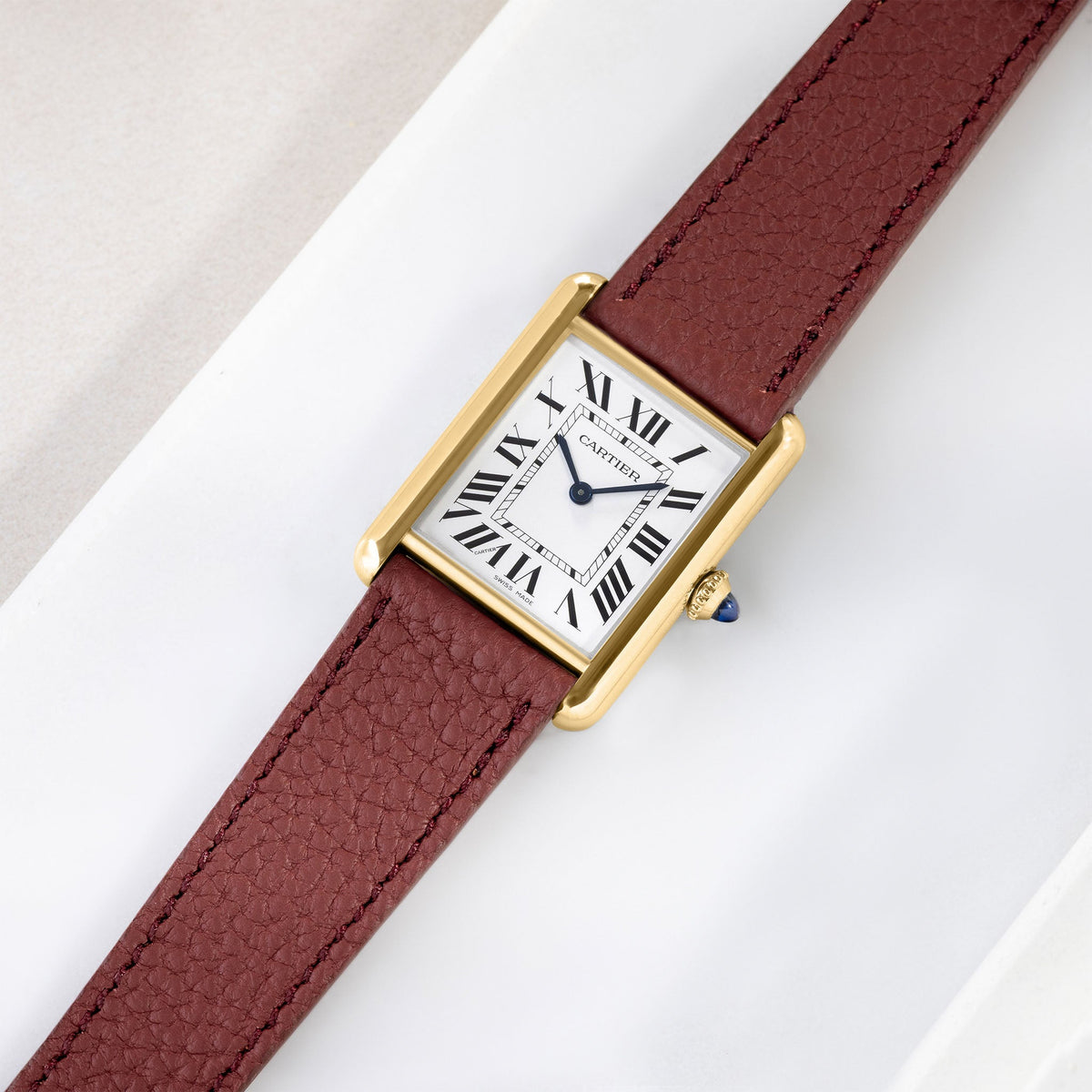 Strap for Cartier Tank Louis (2021 - today) - The Grana Burgundy