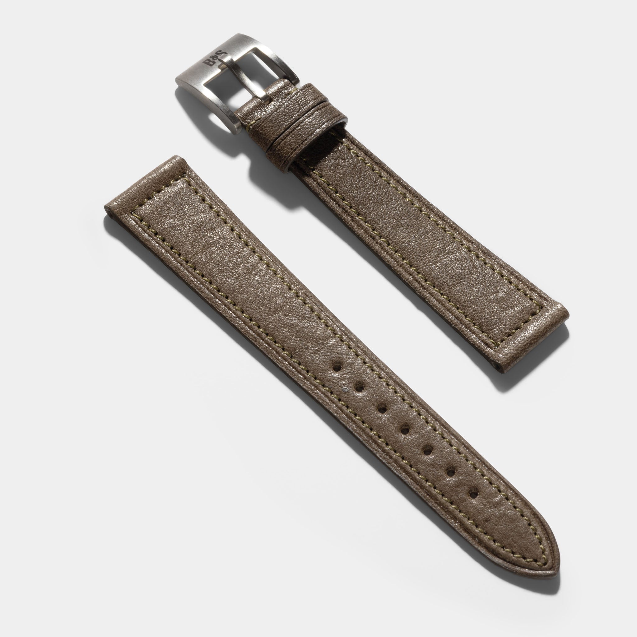 Olive Green Boxed Smooth Calfskin Watch Strap - Classic Dress