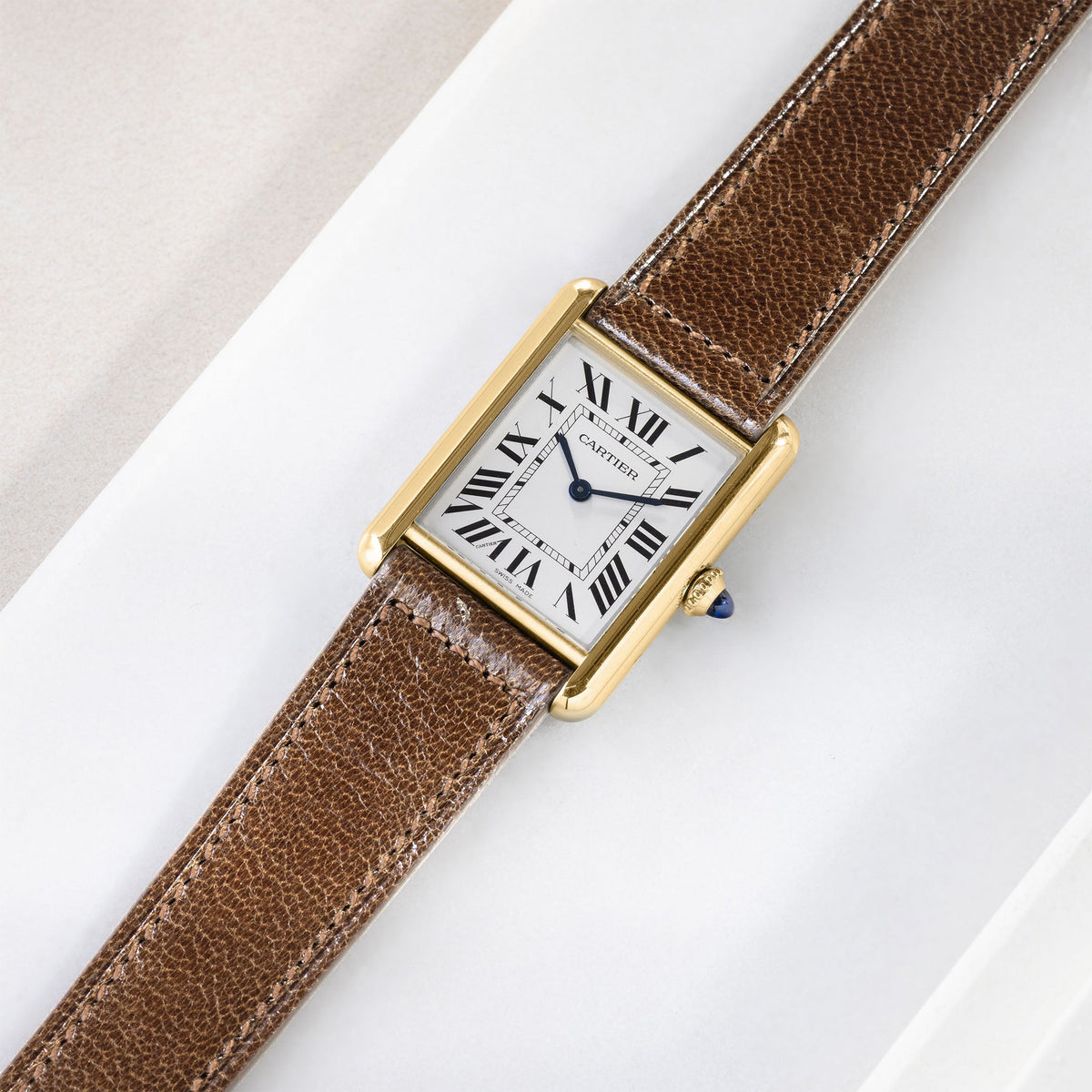 Strap for Cartier Tank Louis (2021 - Today) - Burnished Tobacco Brown Calfskin