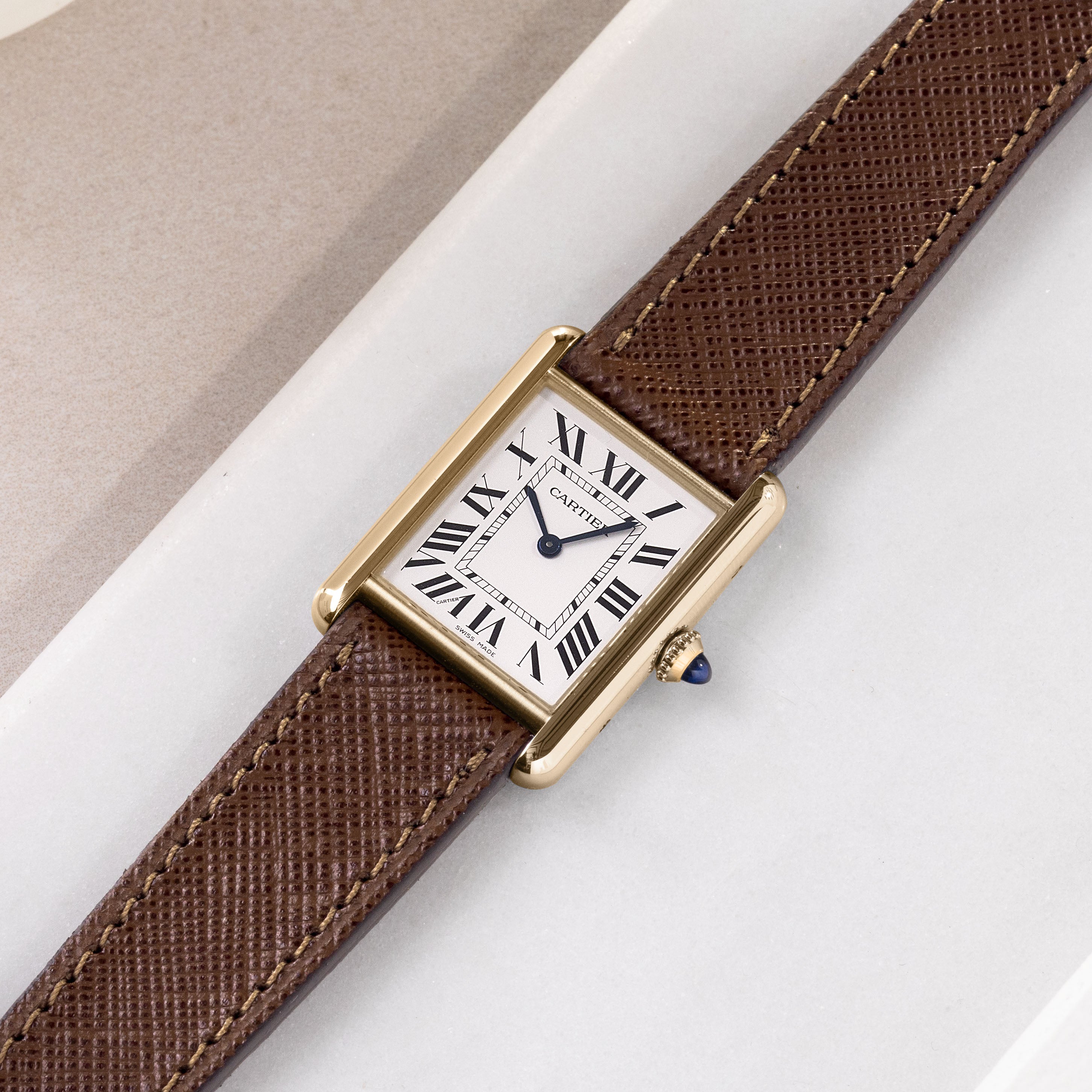 Horlogeband voor Cartier Tank Louis (2021-2024) - The Saffiano Brown