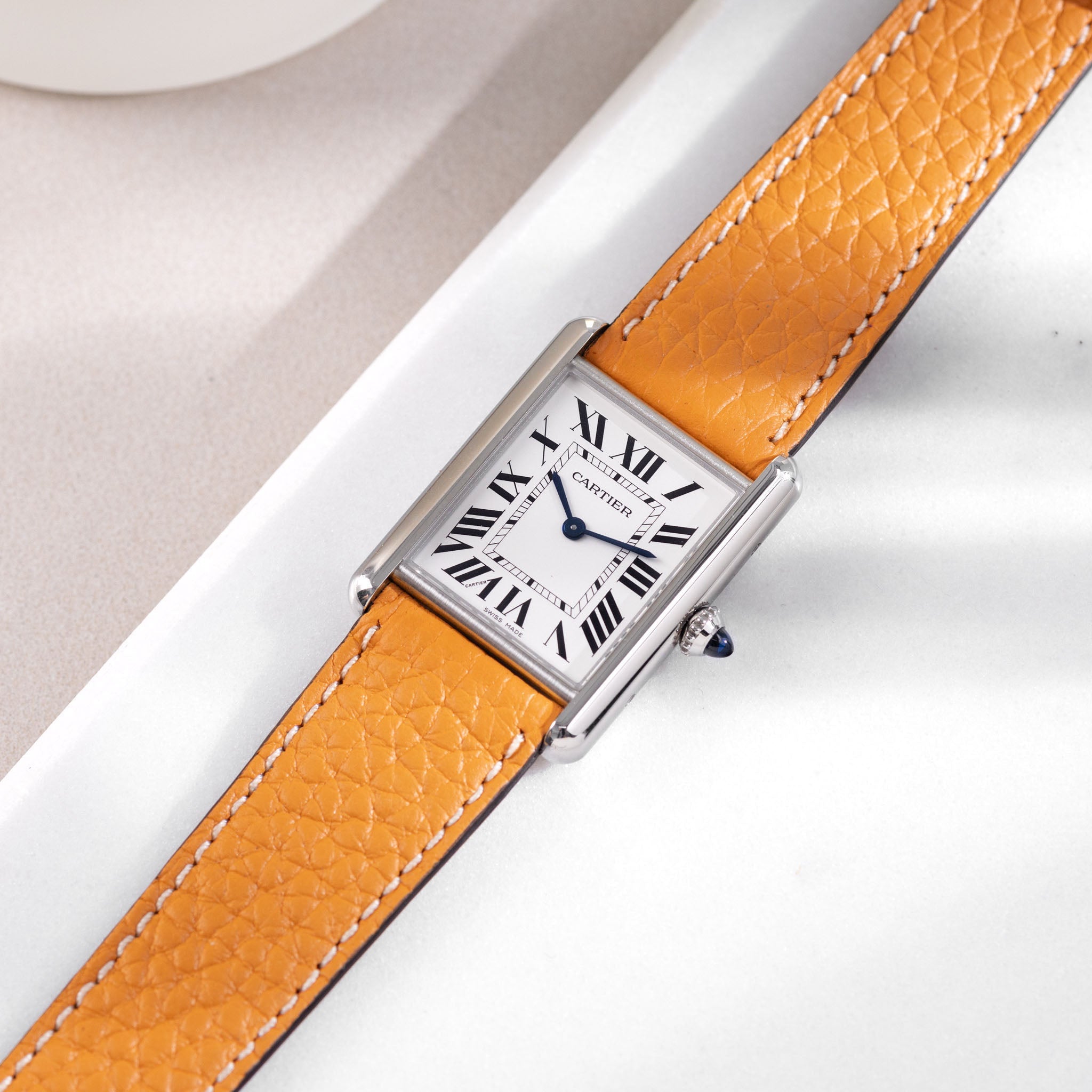 Horlogeband voor Cartier Tank Must (2021-2024) - The Taurillon Moutarde