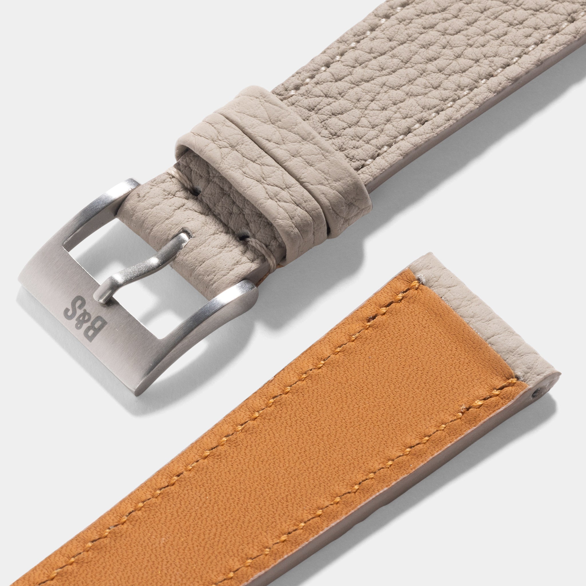 Togo Light Grey Tonal Leren Horlogeband