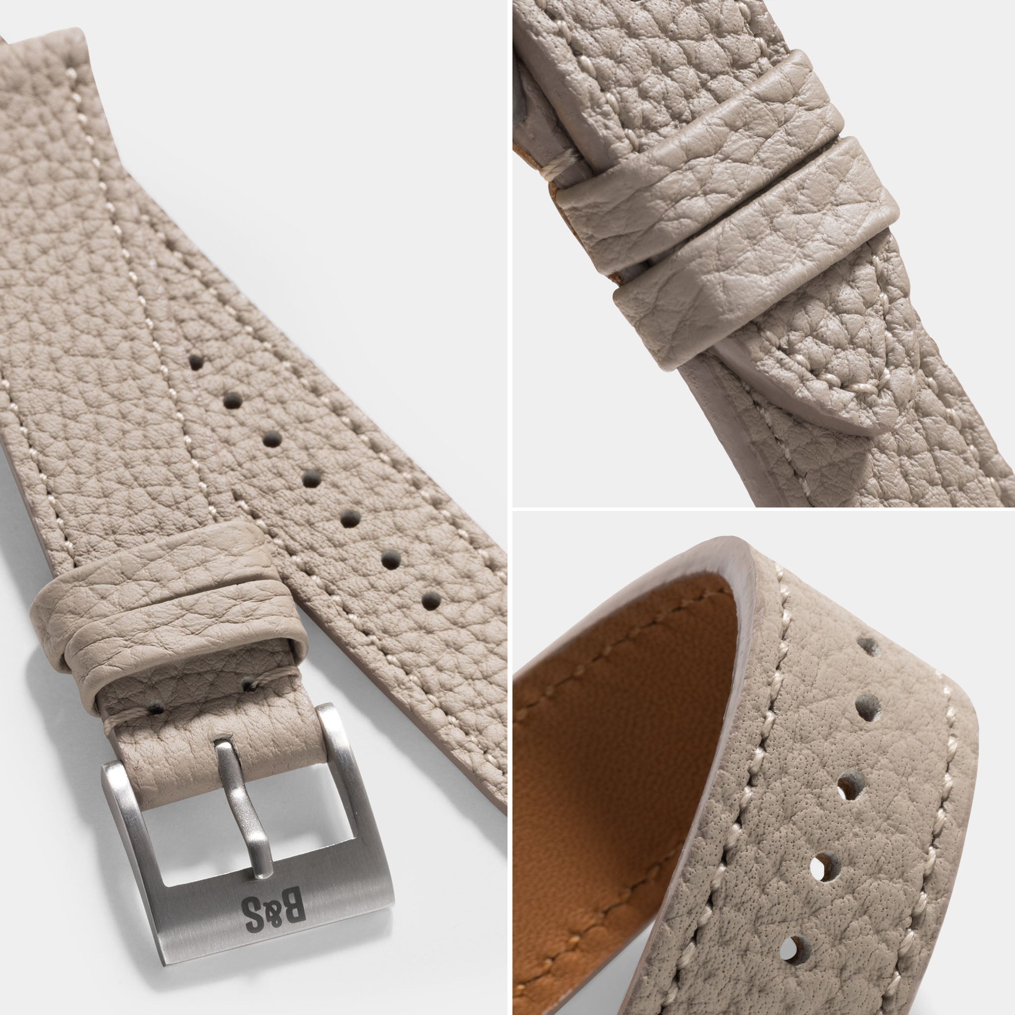 Togo Light Grey Tonal Leren Horlogeband