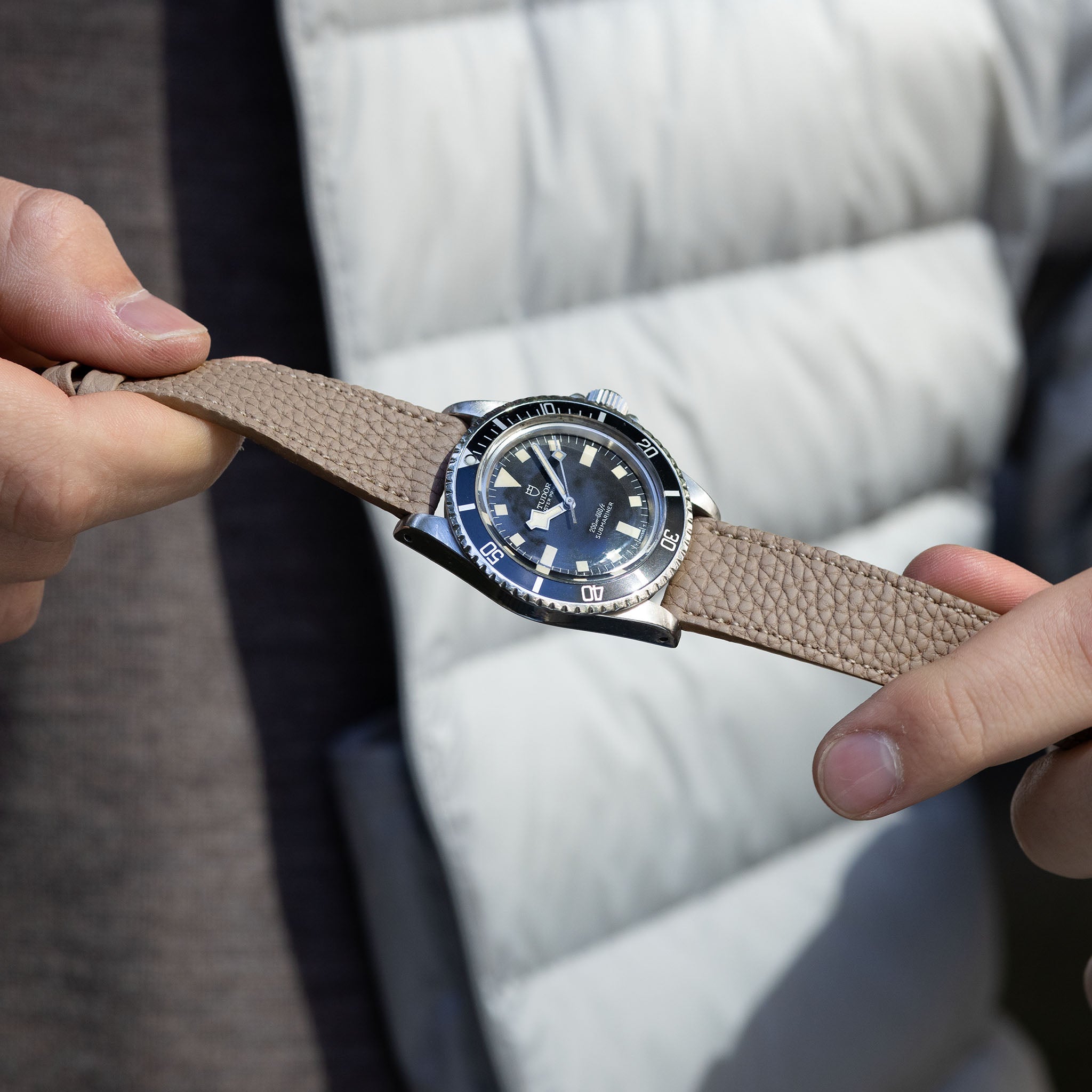 Grana Taupe Grey Tonal Leather Watch Strap