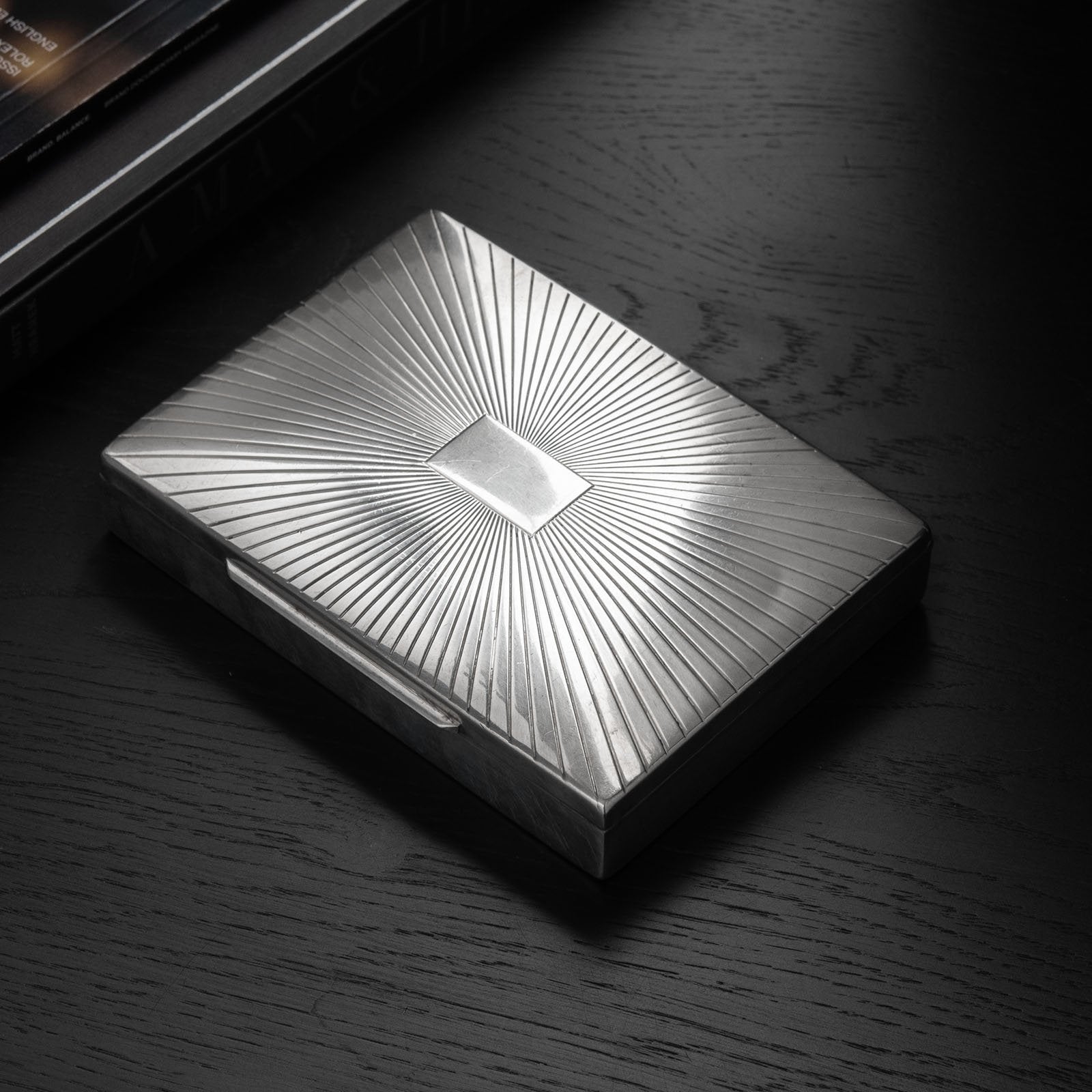 Vintage Art Deco Chrome and Wood Desk Box