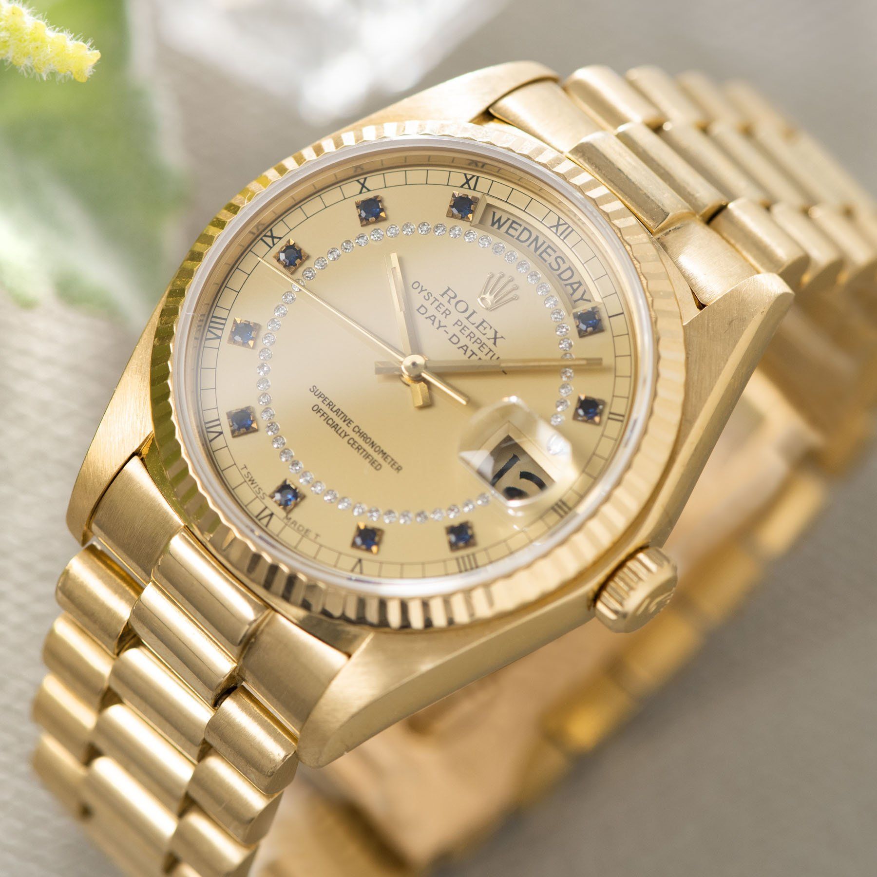 Rolex Day-Date Reference 18038 Blue Sapphire String Dial