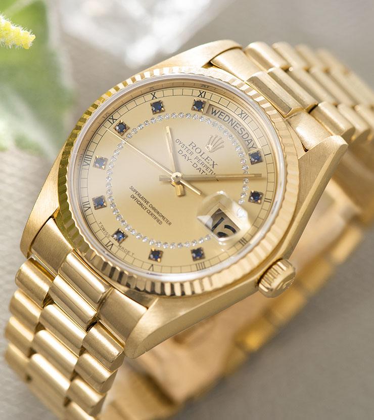 Rolex Day-Date Reference 18038 Blue Sapphire String Dial