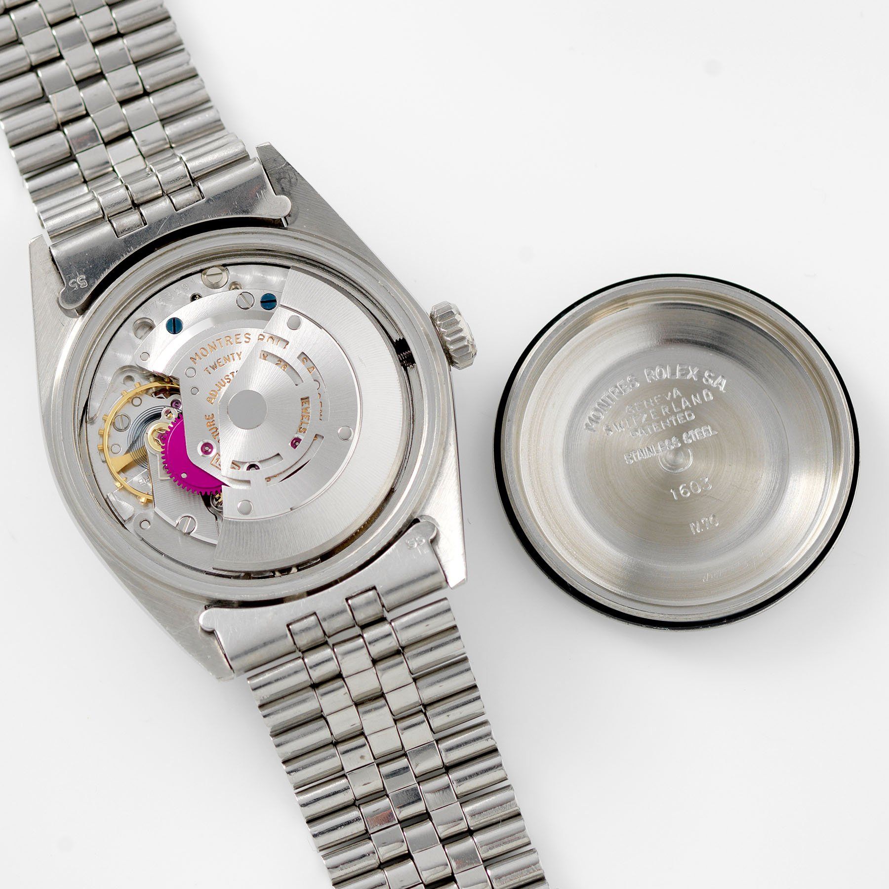 Rolex Datejust Black vertical Brushed Gilt Dial 1603 Full Set