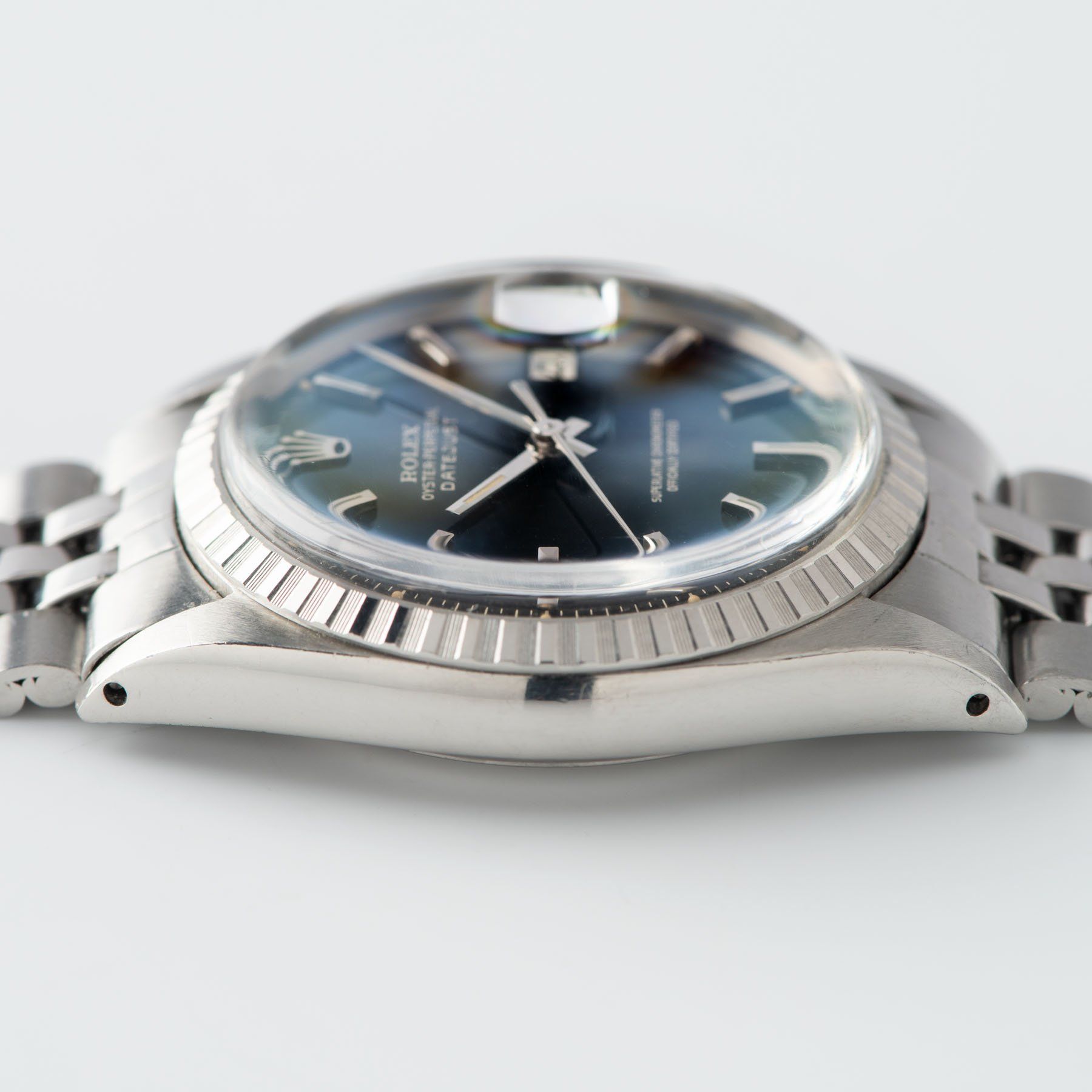 Rolex Datejust Black vertical Brushed Gilt Dial 1603 Full Set