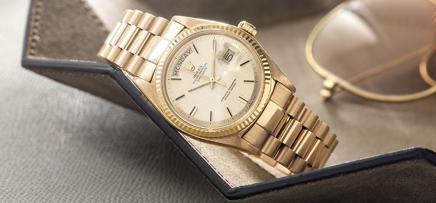 Rolex Day Date Yellow Gold Linen Dial 1803
