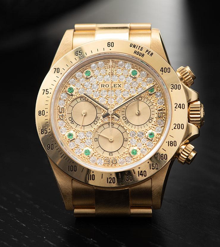 Rolex Cosmograph Daytona 16528 Pave Dial with Emerald Hours