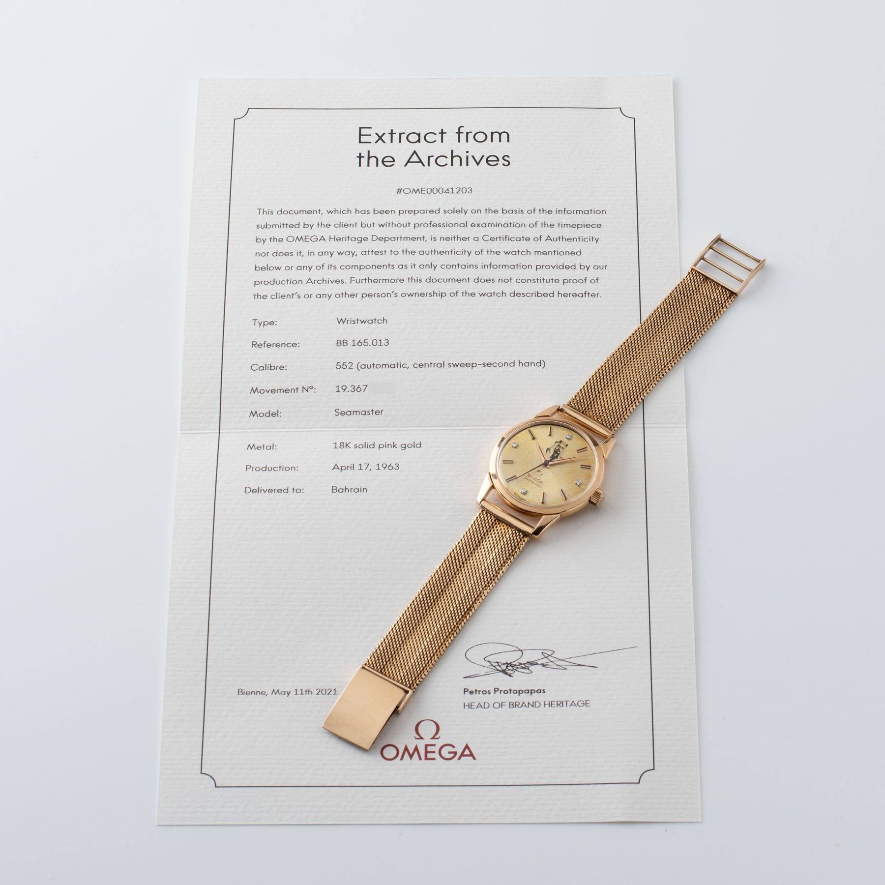 Omega Pink Gold Seamaster Sheikh Isa Bin Salman