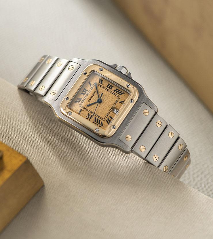 Cartier Santos Steel and Gold Stingray Dial Ref 187901