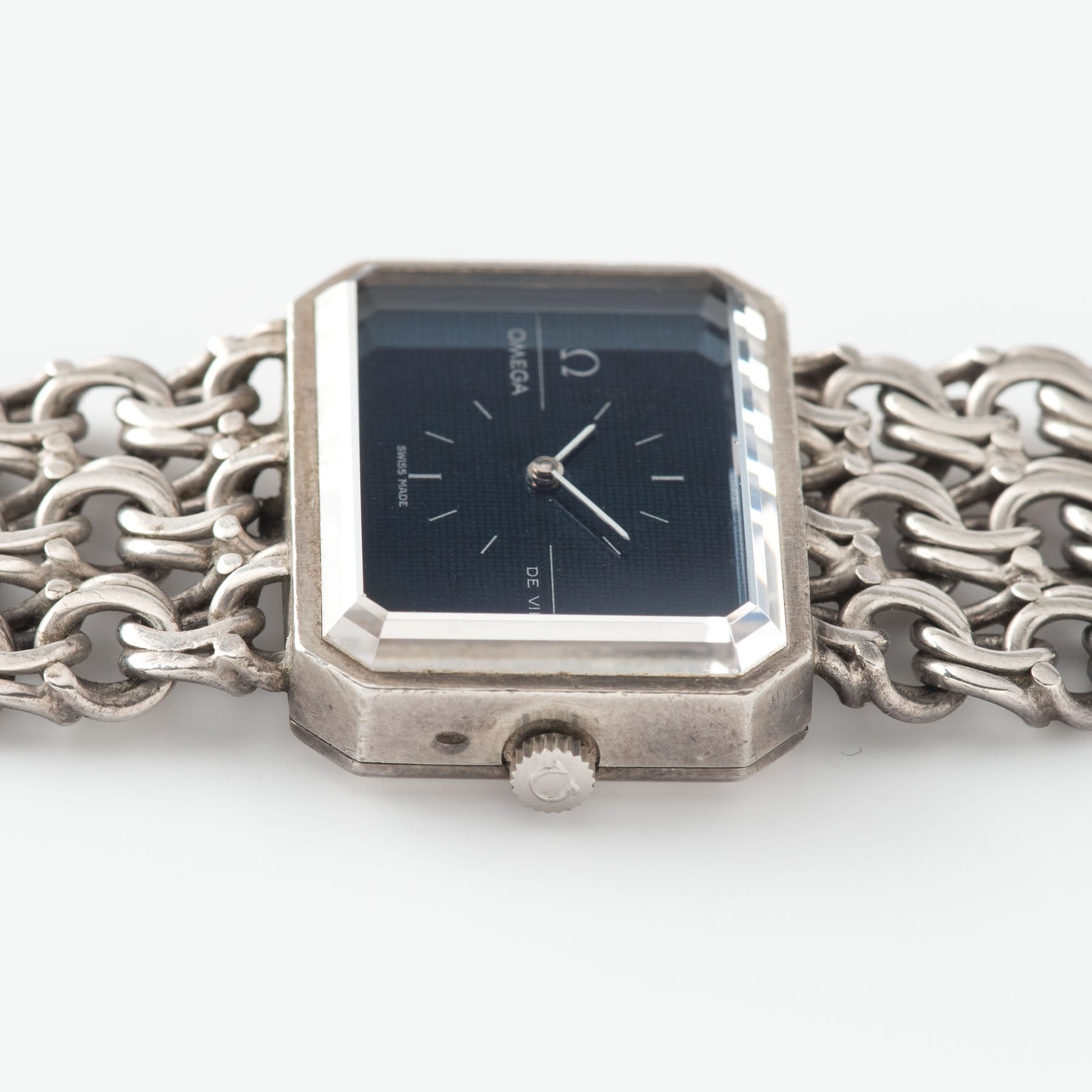Omega De Ville Silver Watch with Blue Dial Andrew Grima