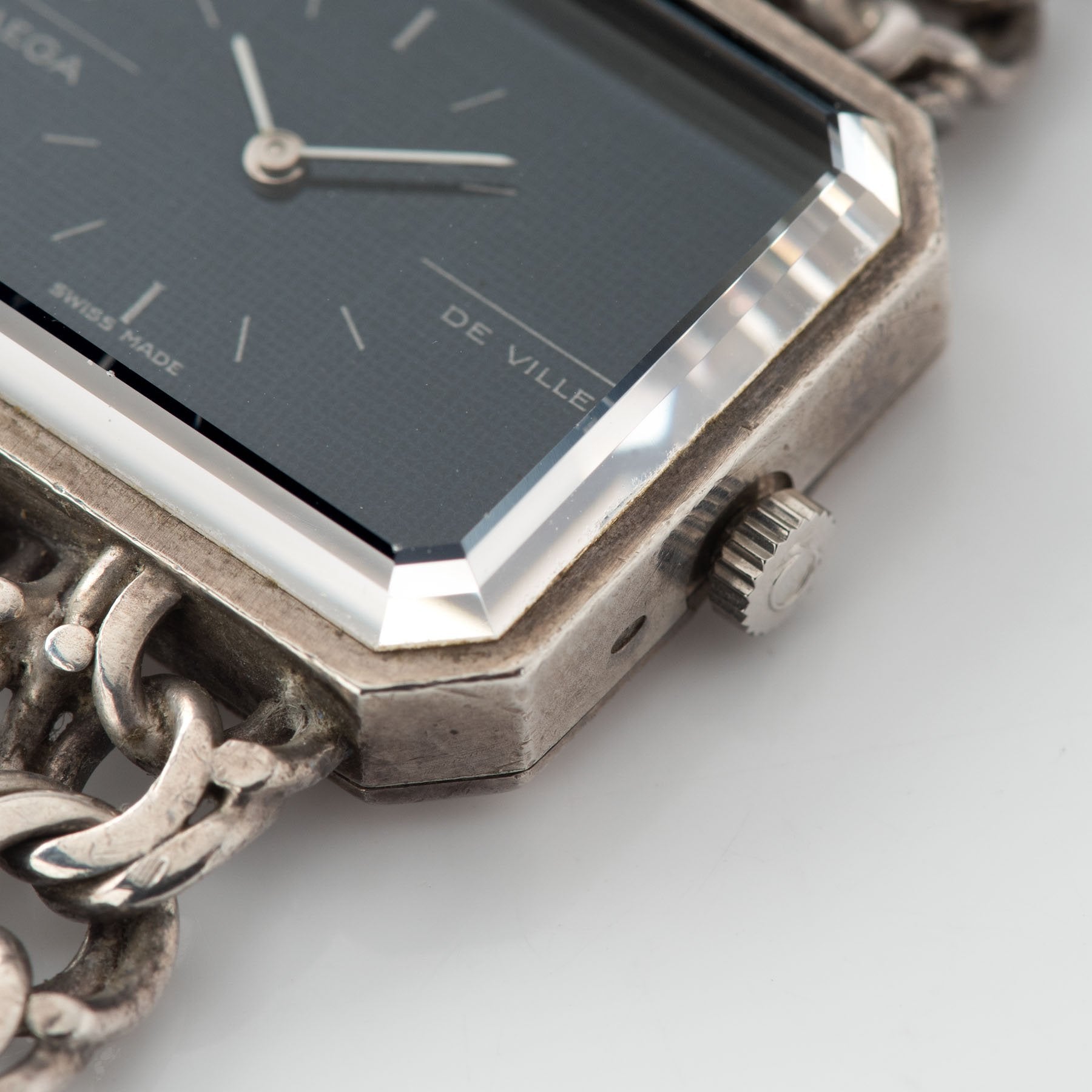 Omega De Ville Silver Watch with Blue Dial Andrew Grima