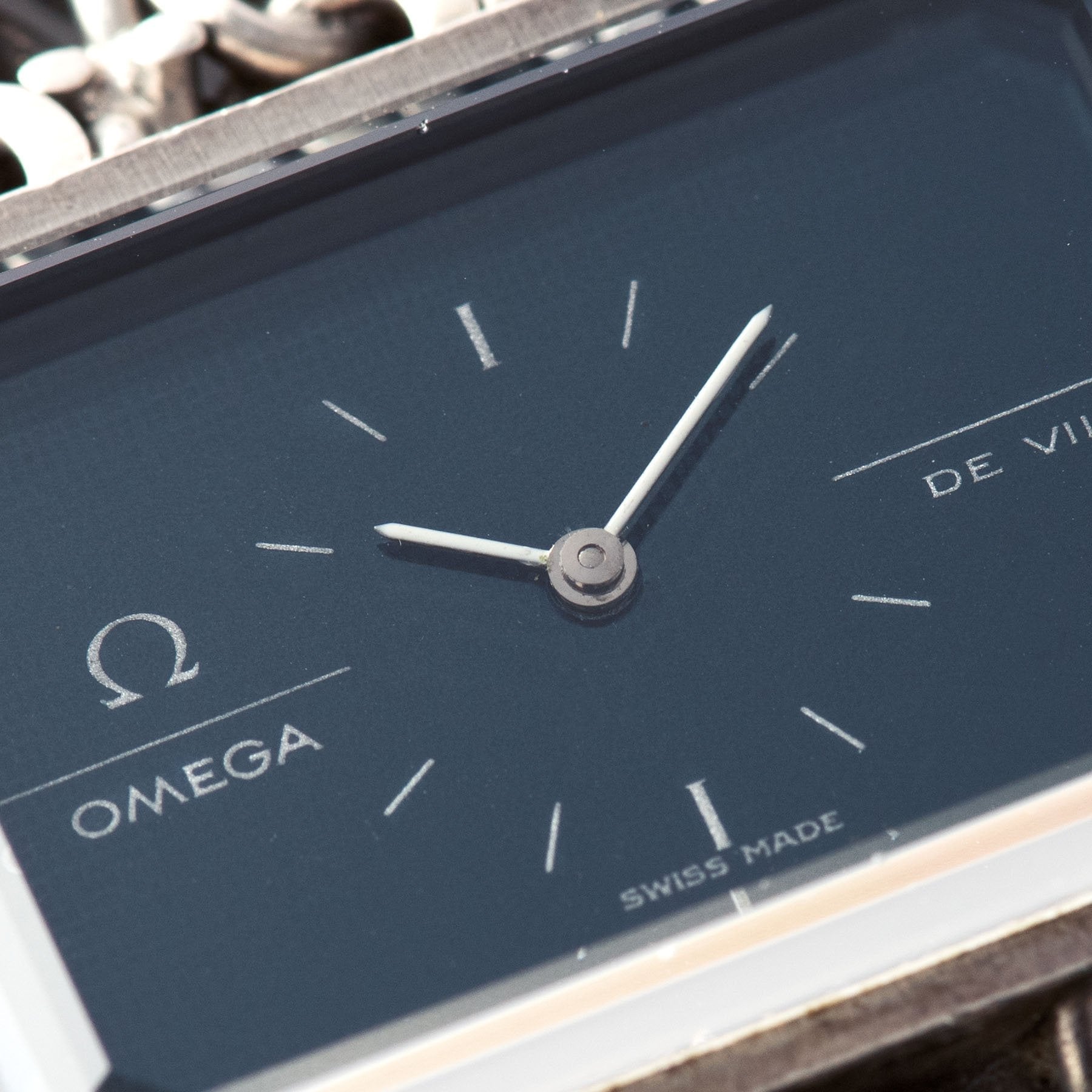 Omega De Ville Silver Watch with Blue Dial Andrew Grima