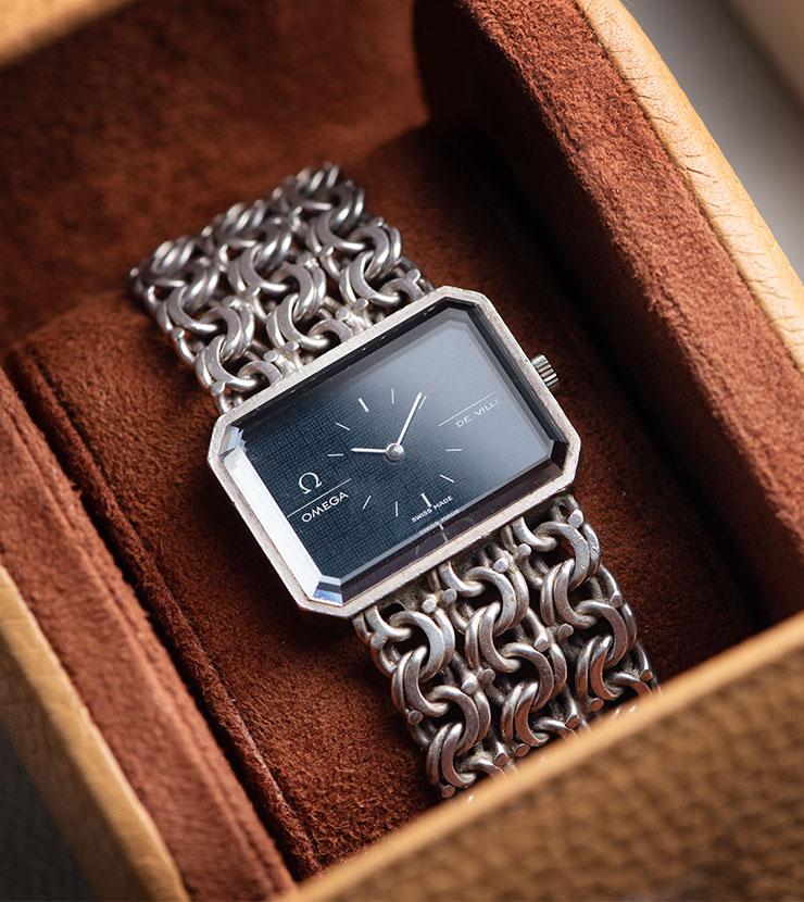 Omega De Ville Silver Watch with Blue Dial Andrew Grima