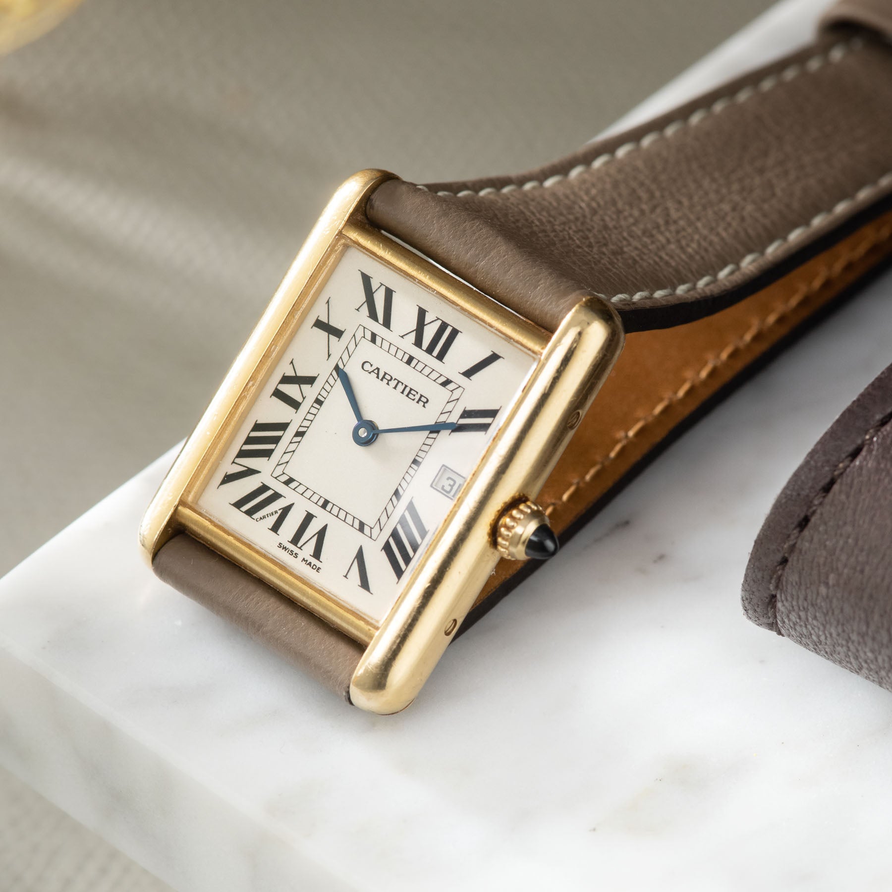 Taupe Grey Leren Horlogeband