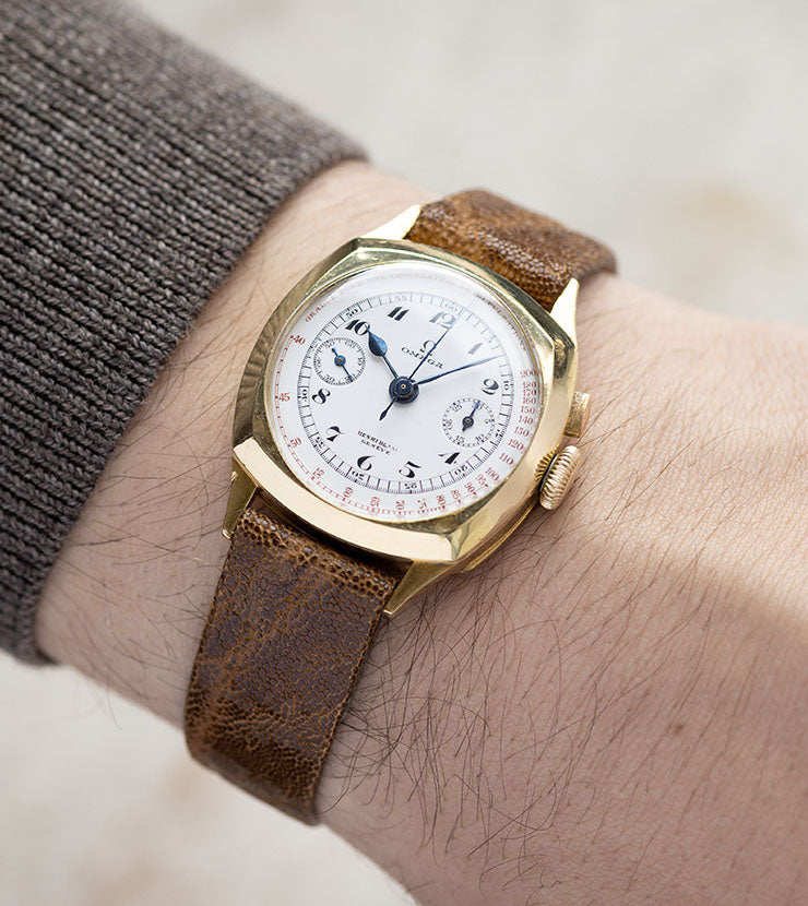Omega Chronograph CK808 Yellow Gold Double Signed Pulsation Dial