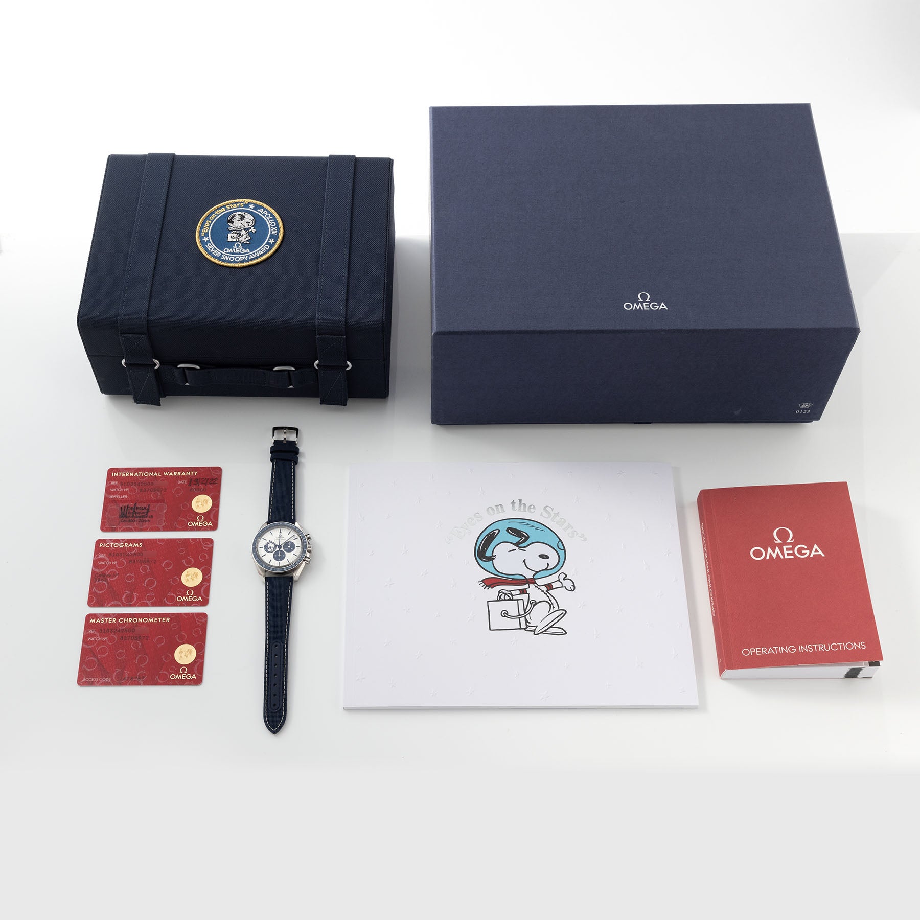 Omega Speedmaster Silver Snoopy 50th Anniversary Full Set NEW