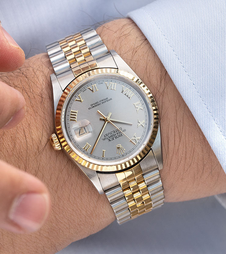 Rolex Datejust 16233 Steel and Gold with Slate Grey Dial