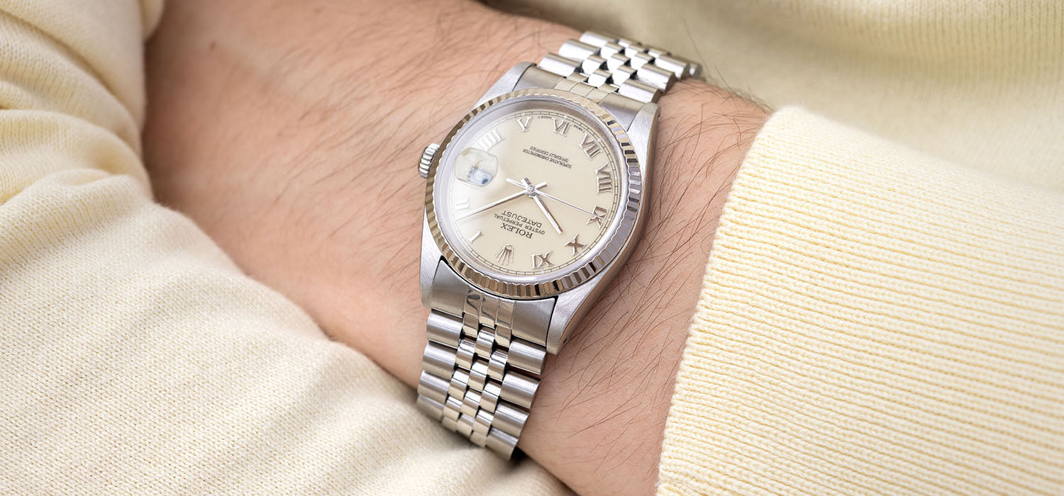 Rolex Datejust 16234 Cream Porcelain Dial Applied Roman Hours